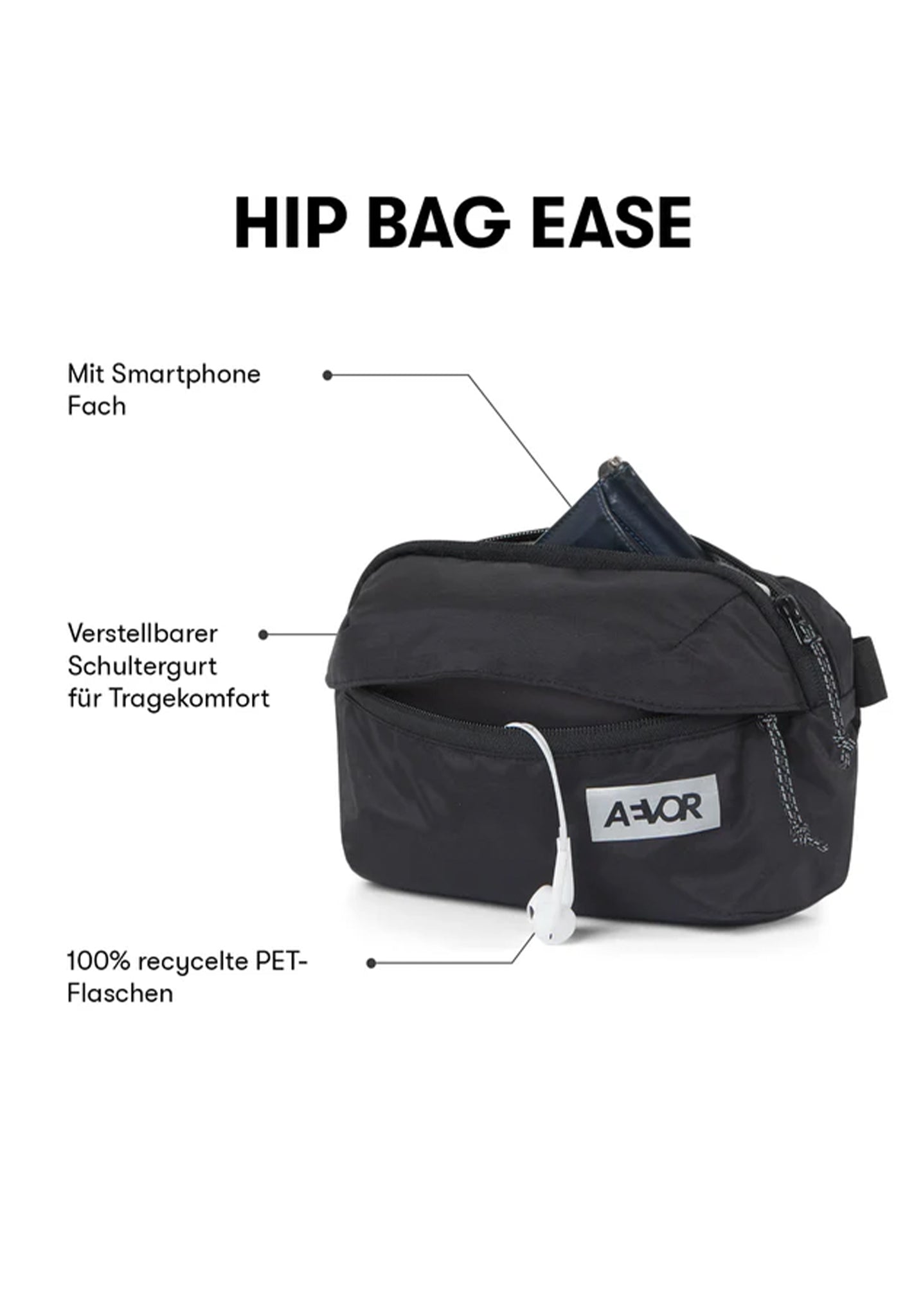 AEVOR - Hip Bag Ease - Ripstop Black - BACKYARD