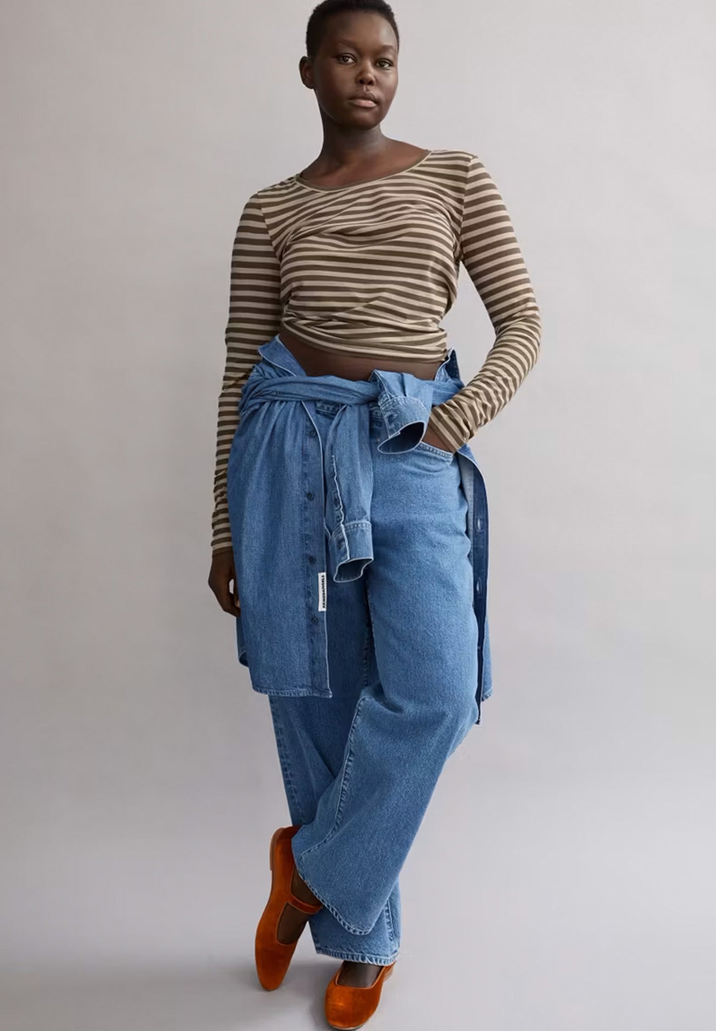 ARMEDANGELS - Enriccaa Stripes - Gravel Dried Moss - BACKYARD