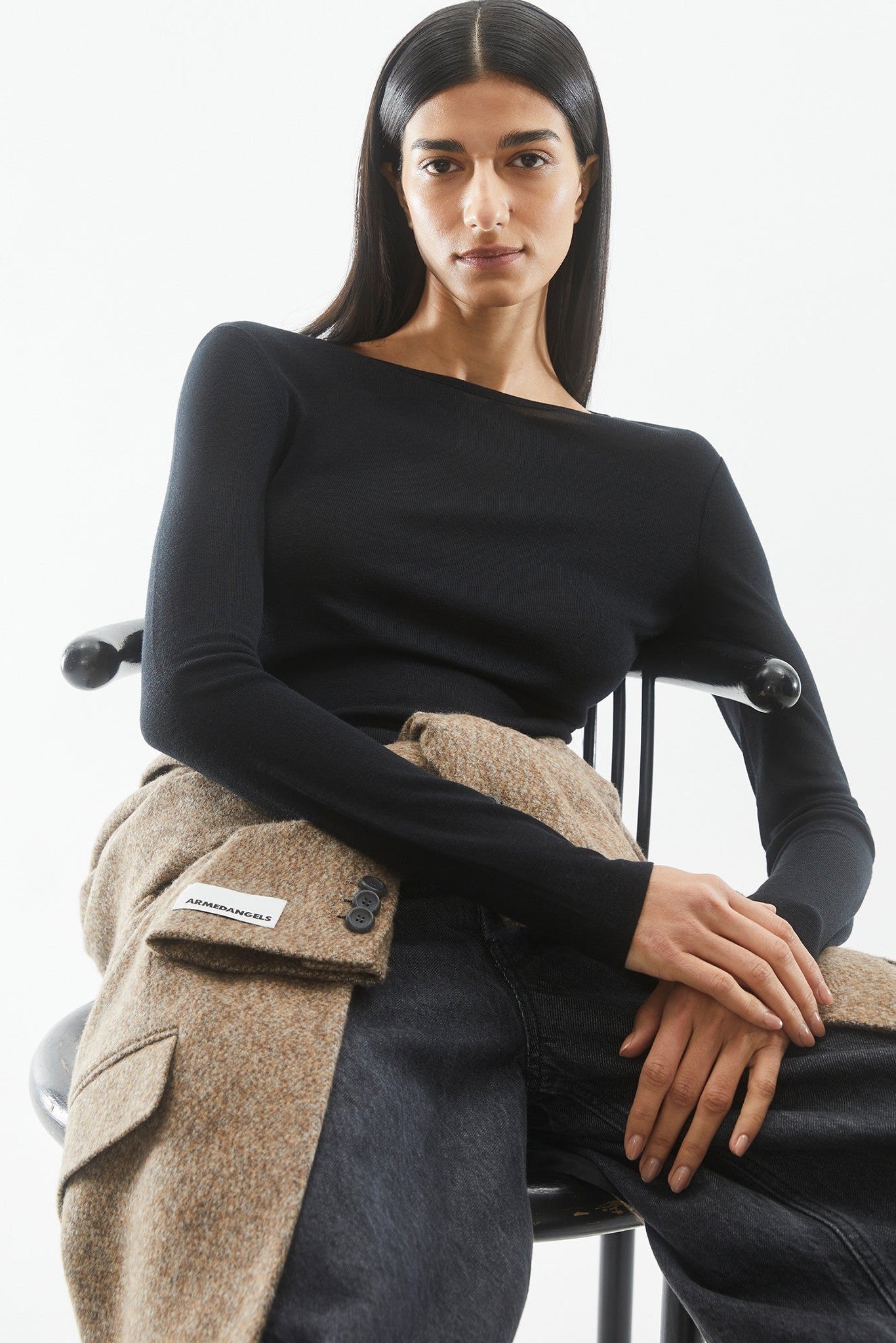 ARMEDANGELS - Maiaa Wool Blend - Black - BACKYARD