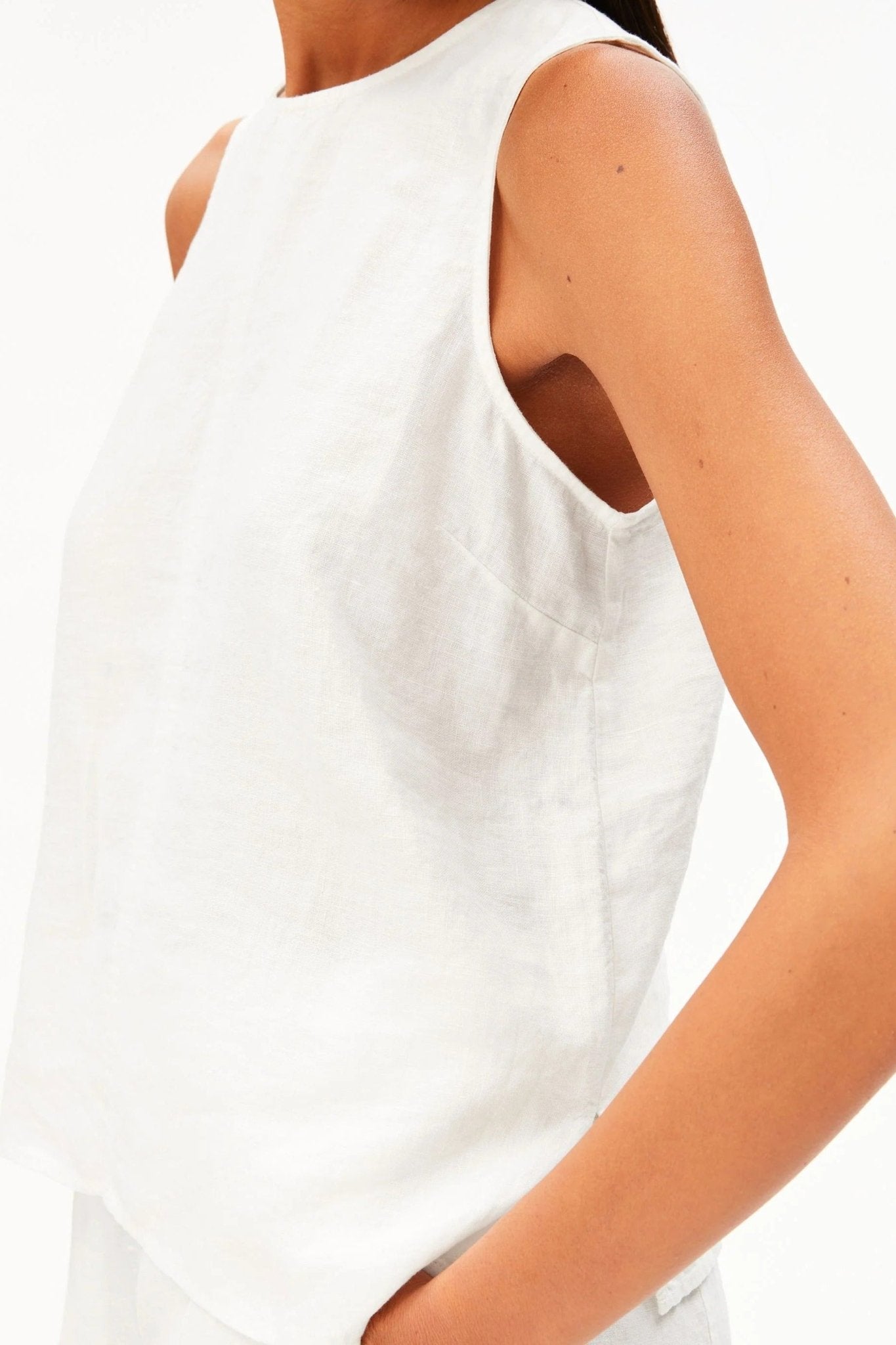 ARMEDANGELS - Pure Linen Blouse Top - White - BACKYARD