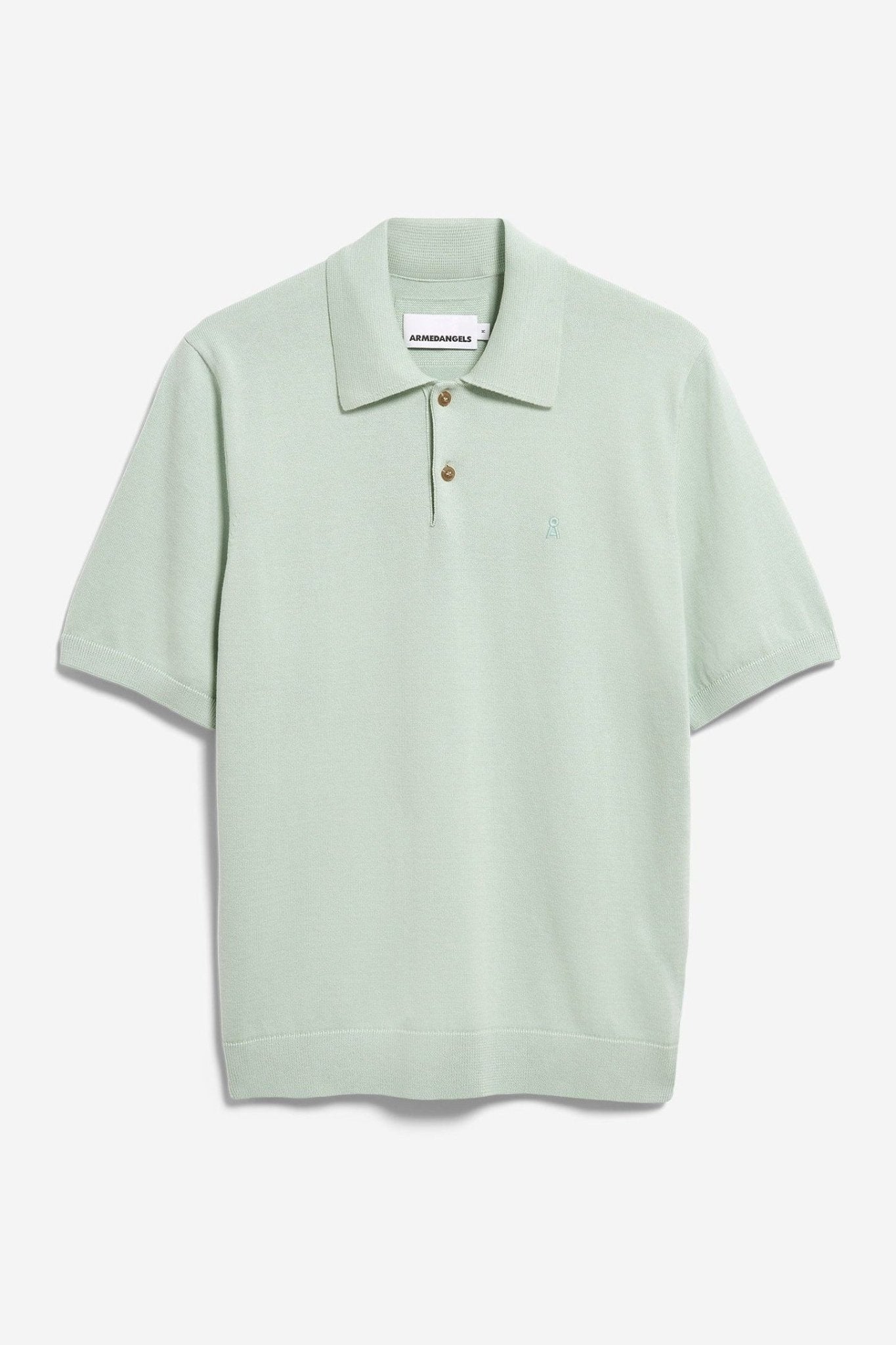 ARMEDANGELS - Shortsleeve Knit Poloshirt - Foam - BACKYARD