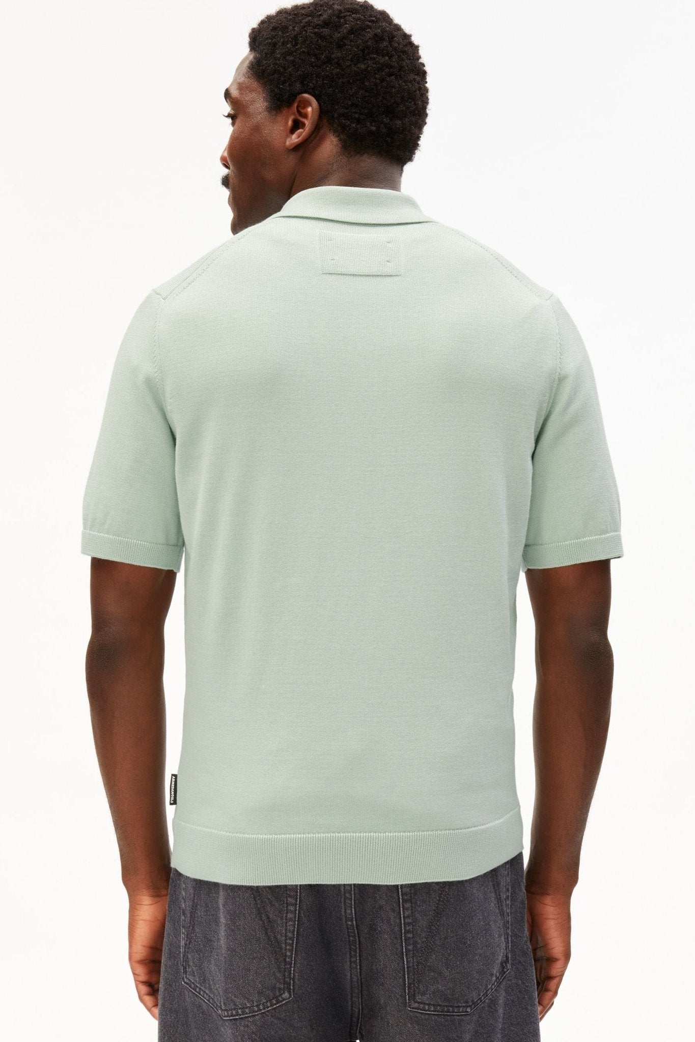 ARMEDANGELS - Shortsleeve Knit Poloshirt - Foam - BACKYARD