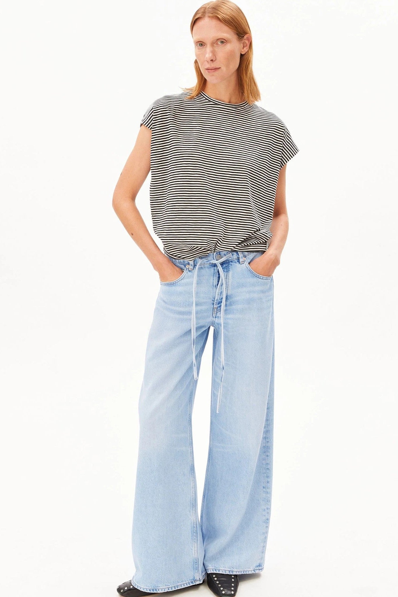 ARMEDANGELS - Slub Jersey Stripe - Black Oatmilk - BACKYARD