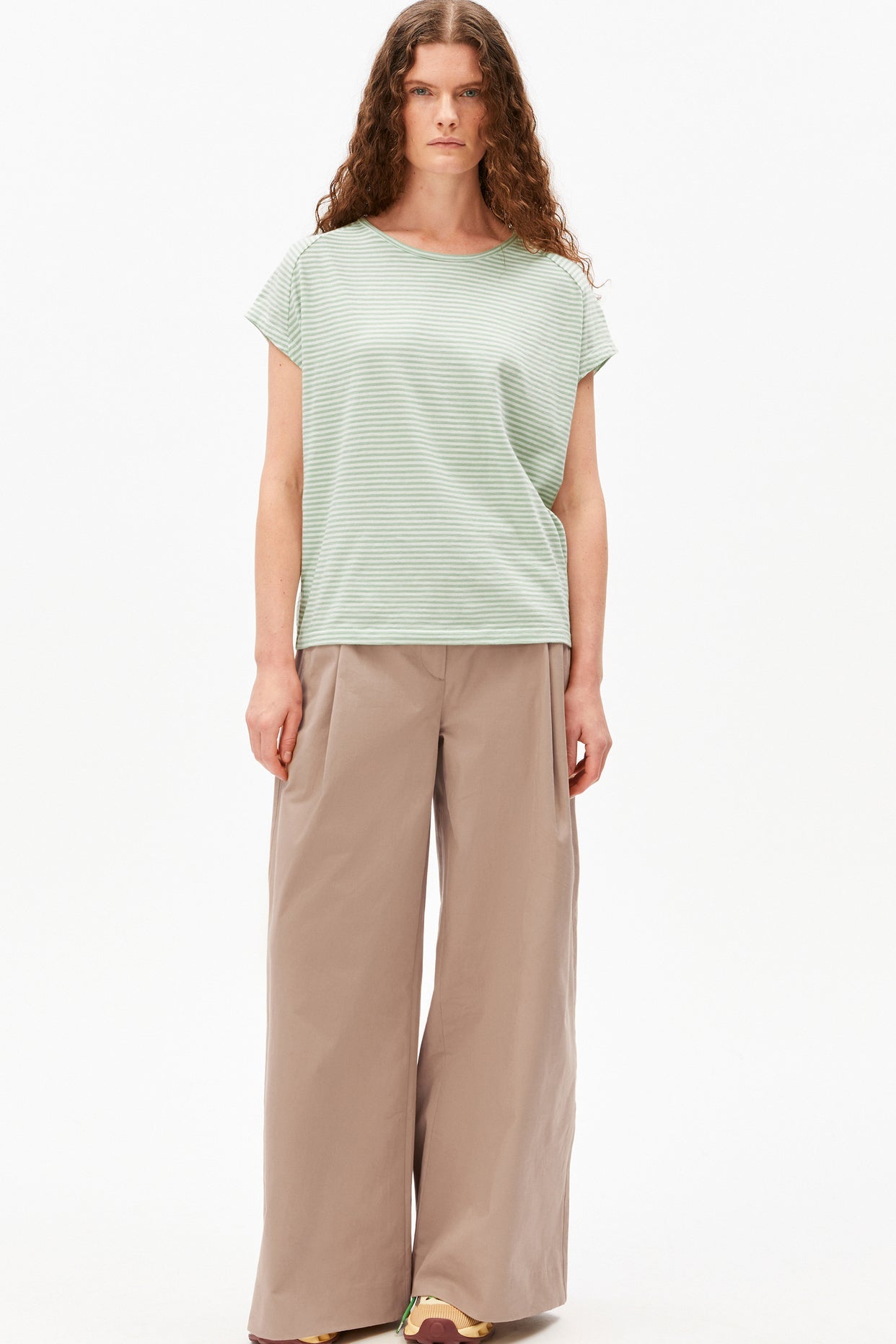 ARMEDANGELS - Slub Jersey Stripe - Oatmilk Foam - BACKYARD