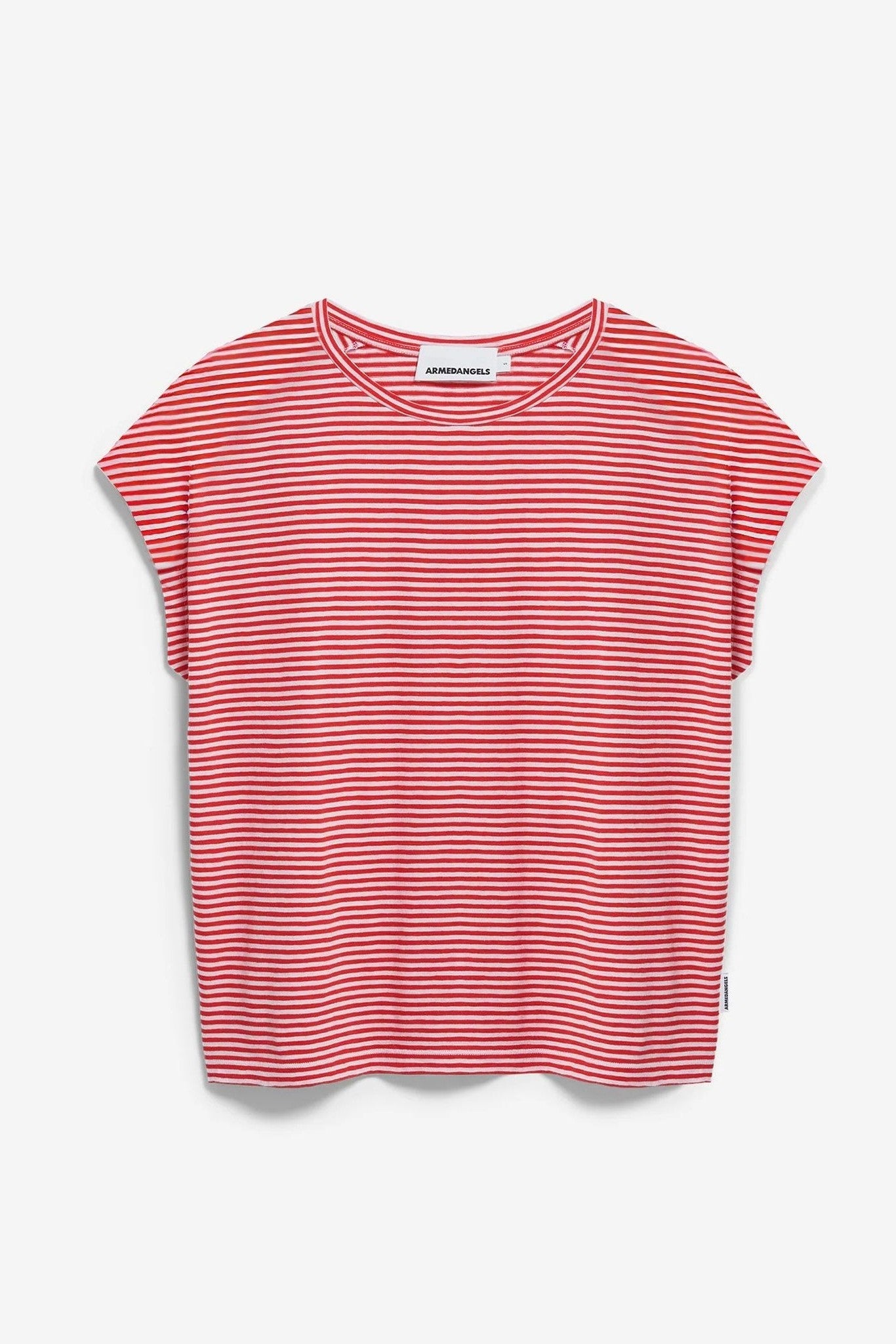ARMEDANGELS - Slub Jersey Stripe - Pink Mist Mars Red - BACKYARD