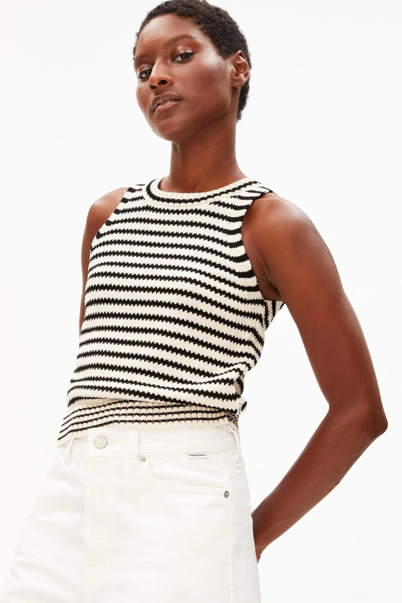 ARMEDANGELS - Stripe Knit Top - Undyed Black - BACKYARD