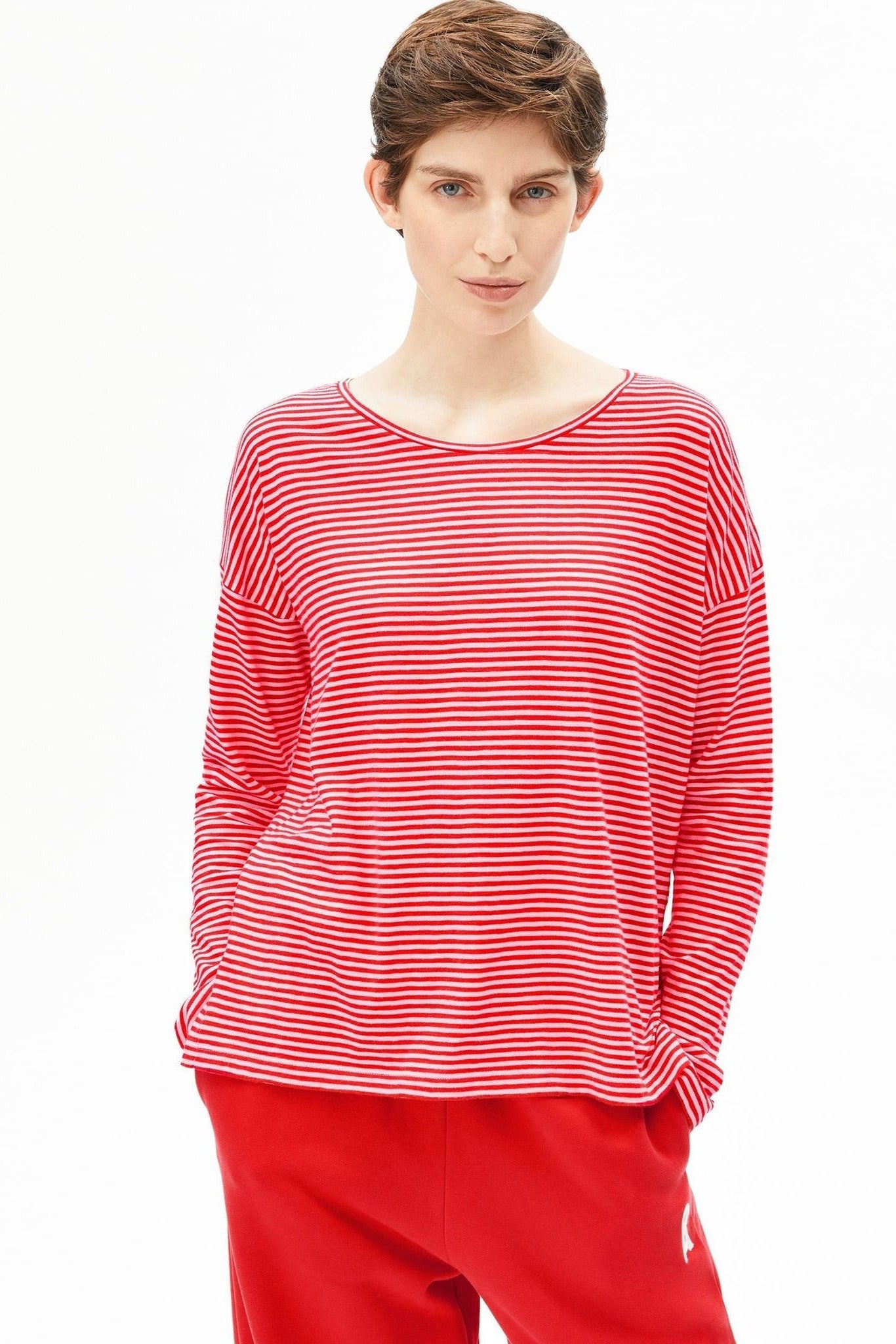 ARMEDANGELS - Xianaa Lovely Stripes - Pink Mist Mars Red - BACKYARD