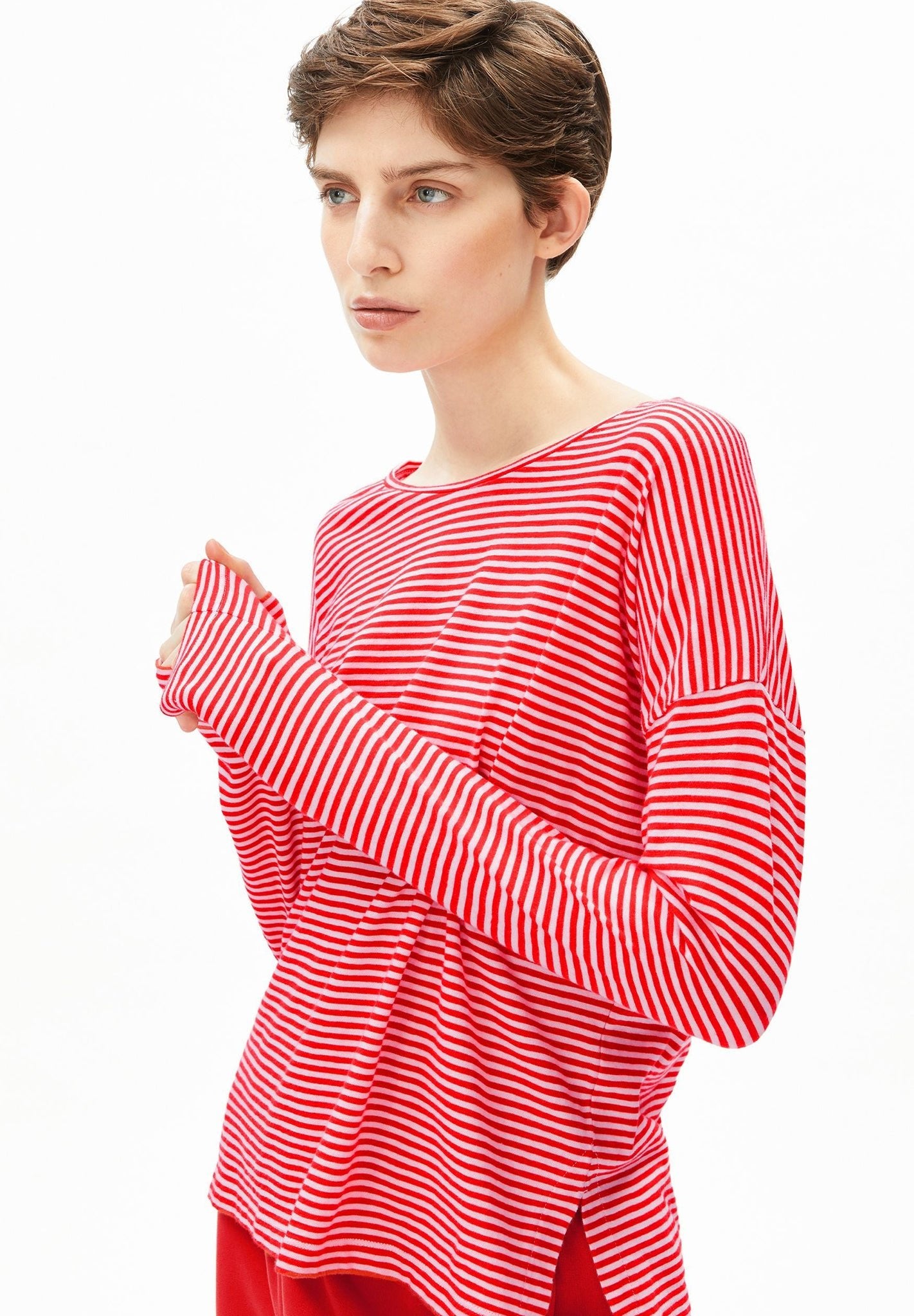 ARMEDANGELS - Xianaa Lovely Stripes - Pink Mist Mars Red - BACKYARD