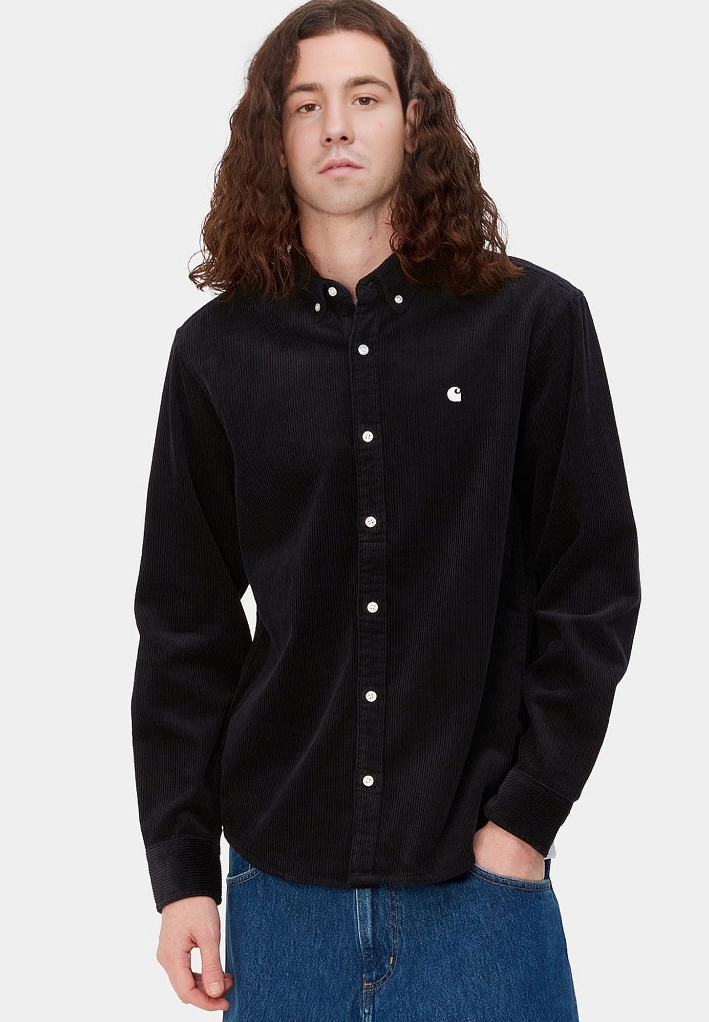 CARHARTT WIP - L/S Madison Fine Cord Shirt - Black Wax - BACKYARD