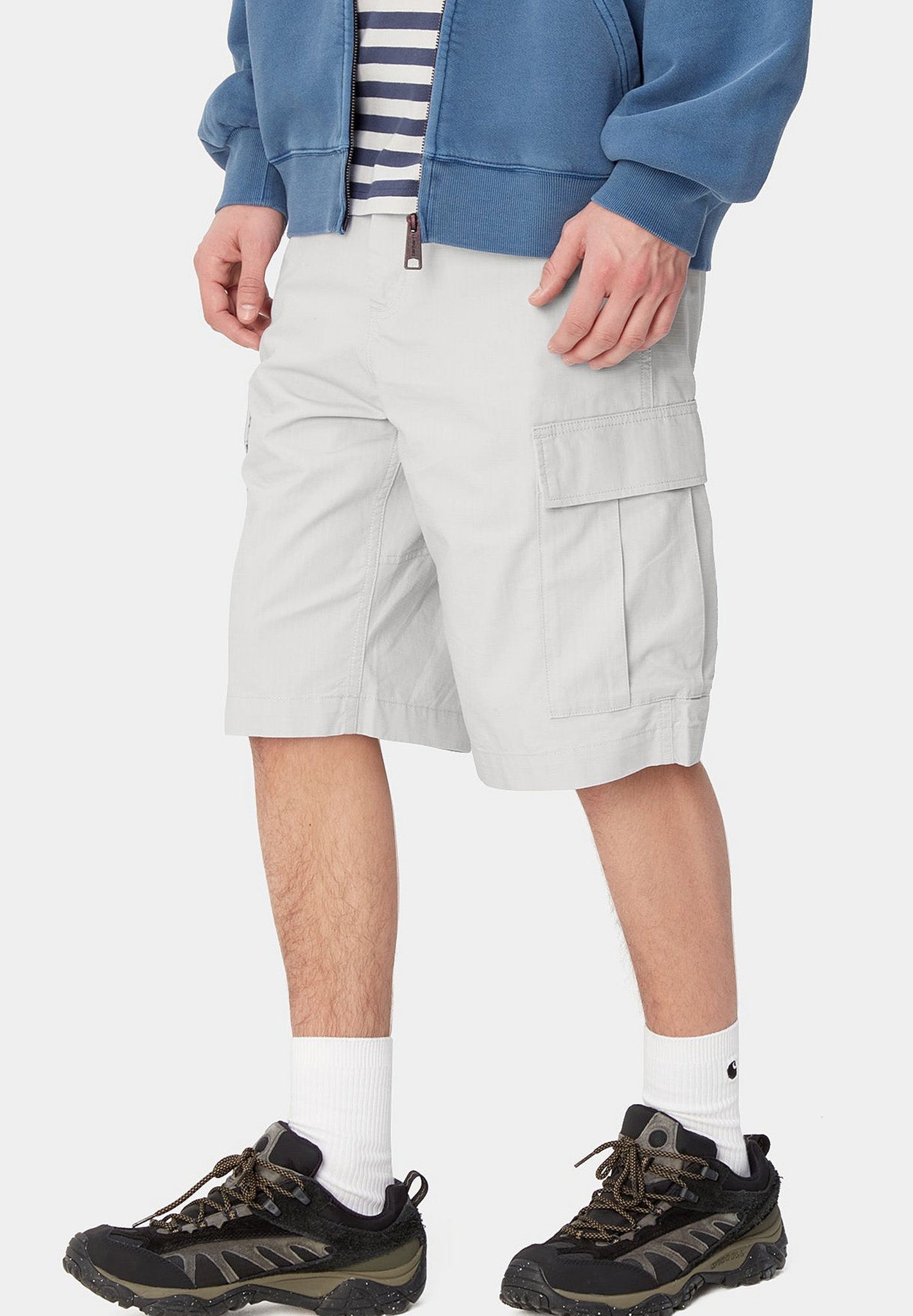 CARHARTT WIP - Regular Cargo Short - Sonic Silver Rinsed - BACKYARD