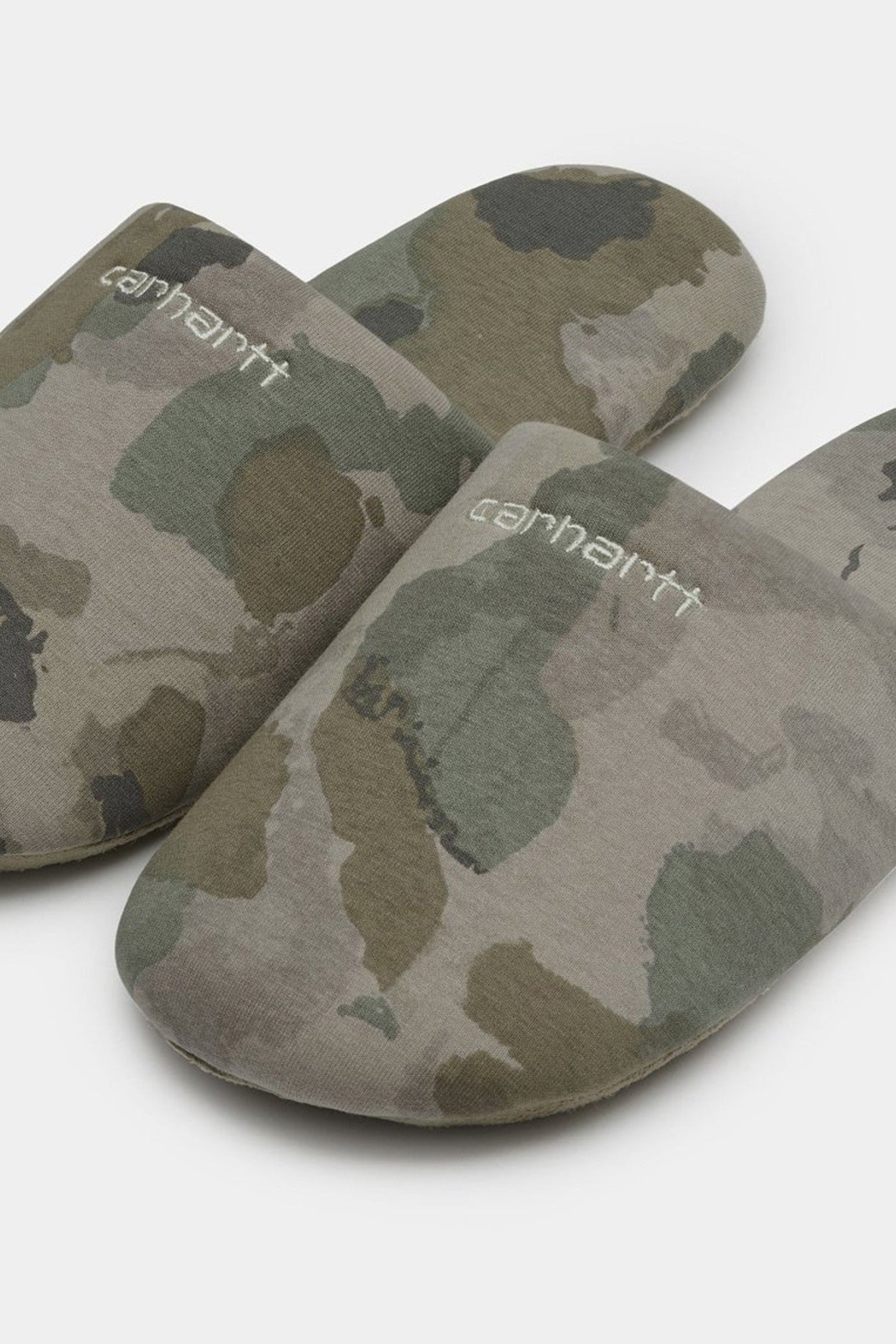 CARHARTT WIP - Script Embroidery Slippers - Camo Tide Thyme Wax - BACKYARD
