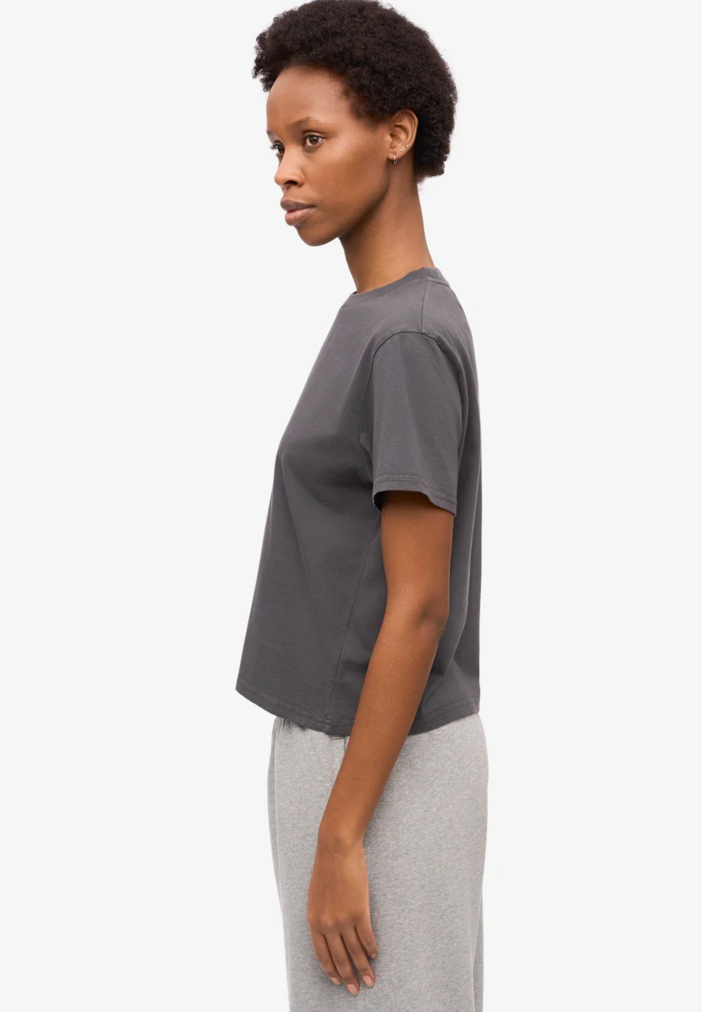 COLORFUL STANDARD - Organic Boxy Crop Tee - Lava Grey - BACKYARD