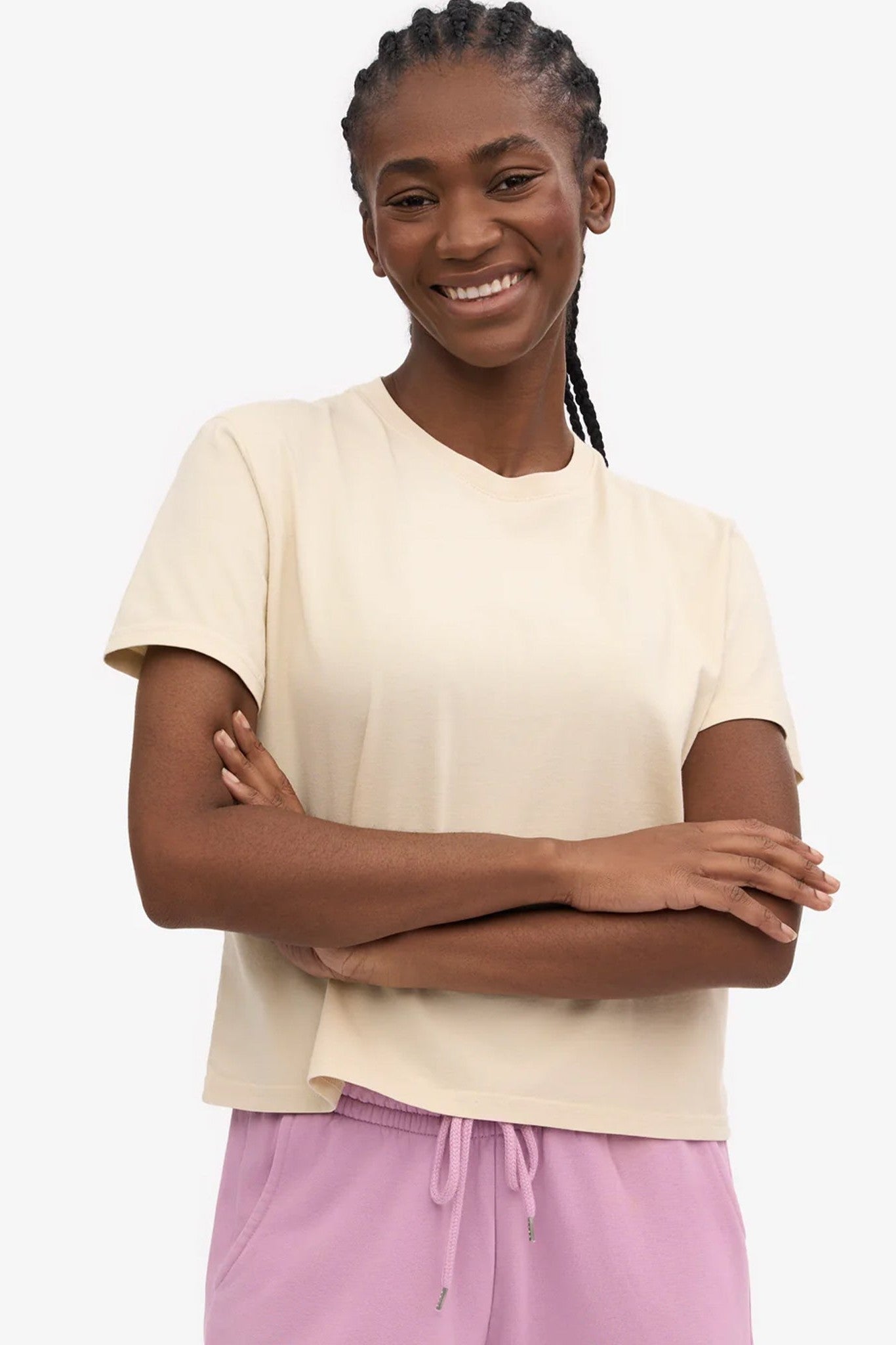 COLORFUL STANDARD - Organic Boxy Crop Tee - Ivory White - BACKYARD