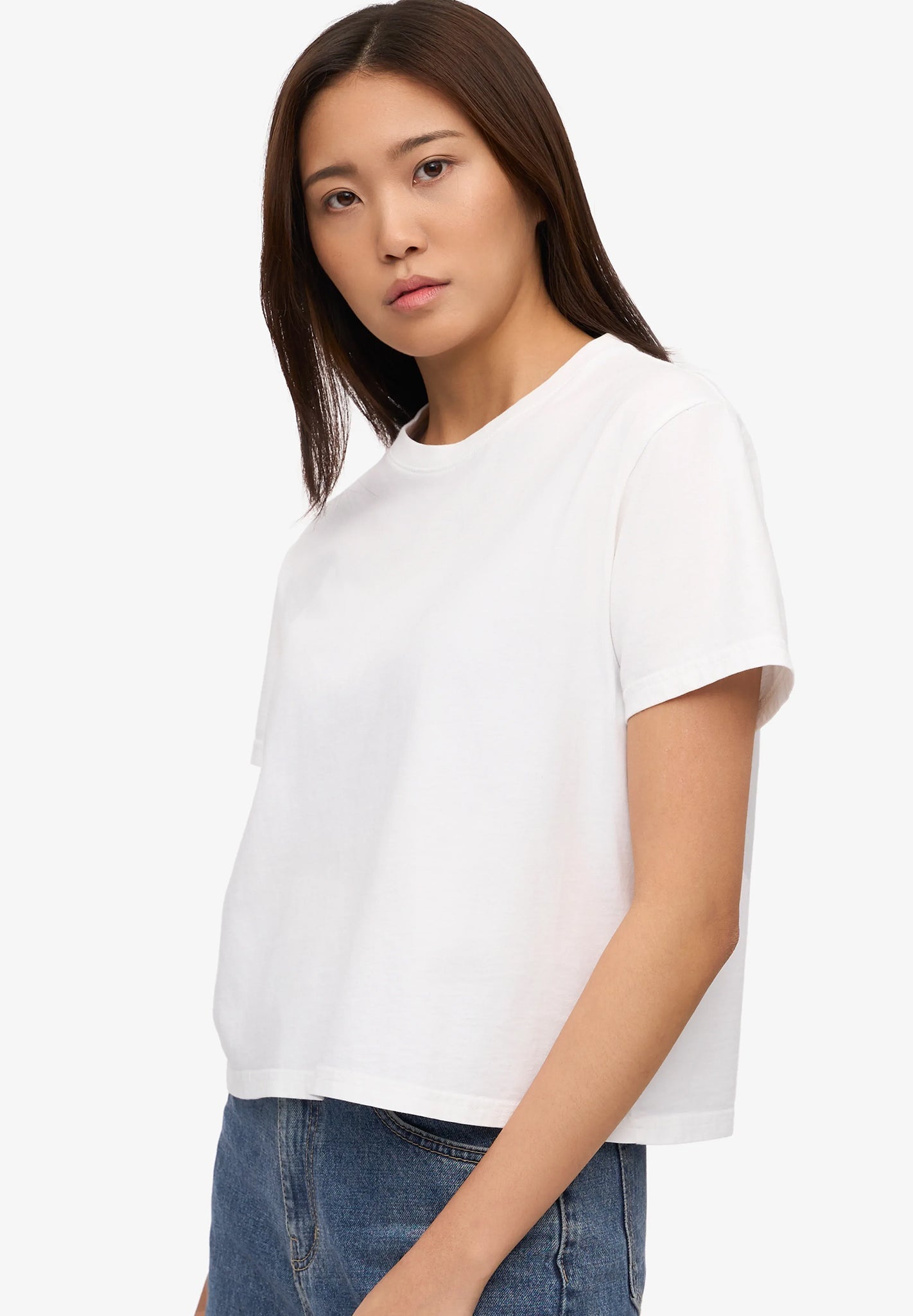 COLORFUL STANDARD - Organic Boxy Crop Tee - Optical White - BACKYARD