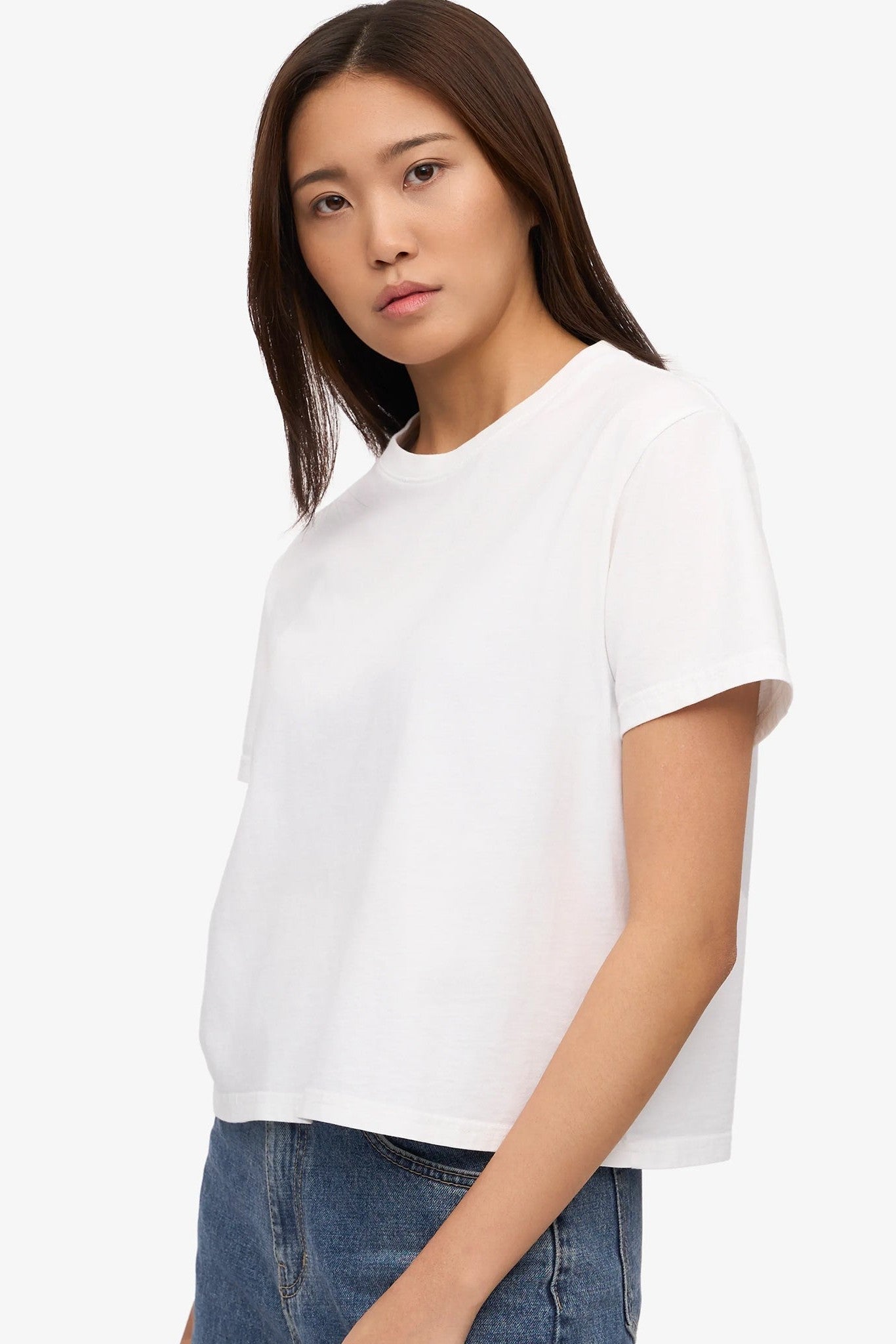 COLORFUL STANDARD - Organic Boxy Crop Tee - Optical White - BACKYARD