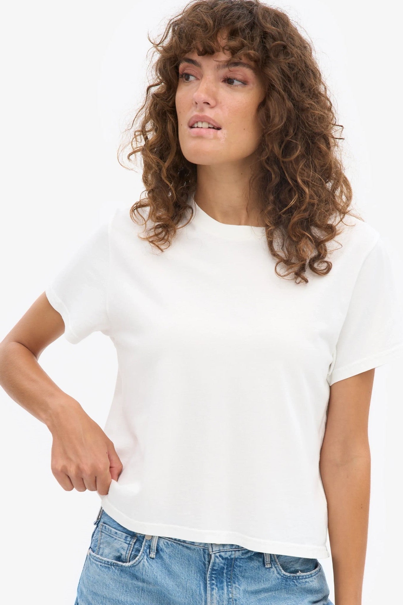 COLORFUL STANDARD - Organic Boxy Crop Tee - Optical White - BACKYARD