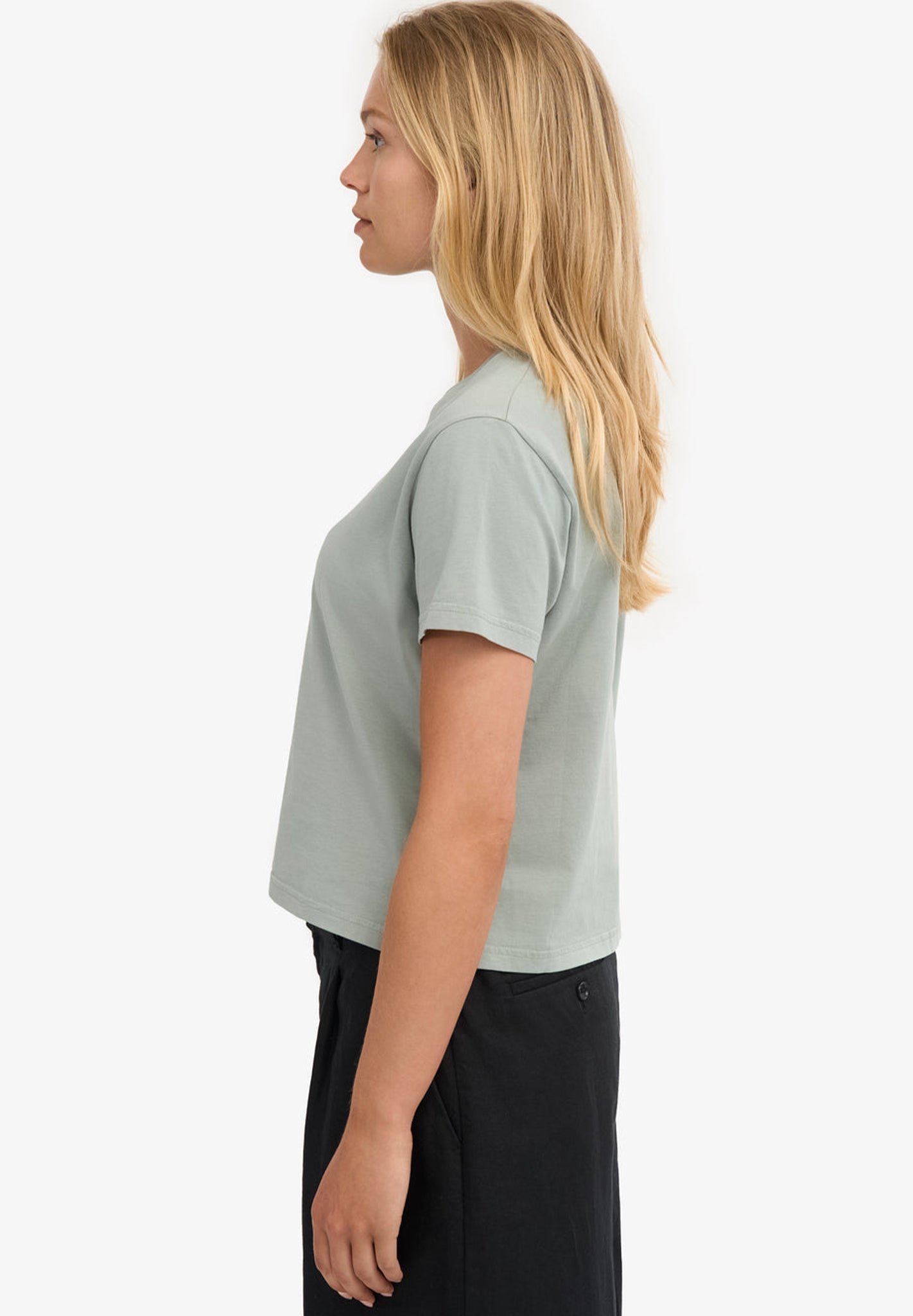 COLORFUL STANDARD - Organic Boxy Crop Tee - Steel Blue - BACKYARD