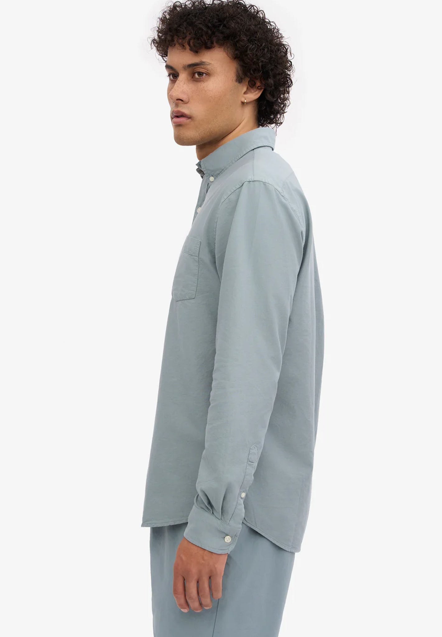 COLORFUL STANDARD - Organic Button Down Shirt - Steel Blue - BACKYARD