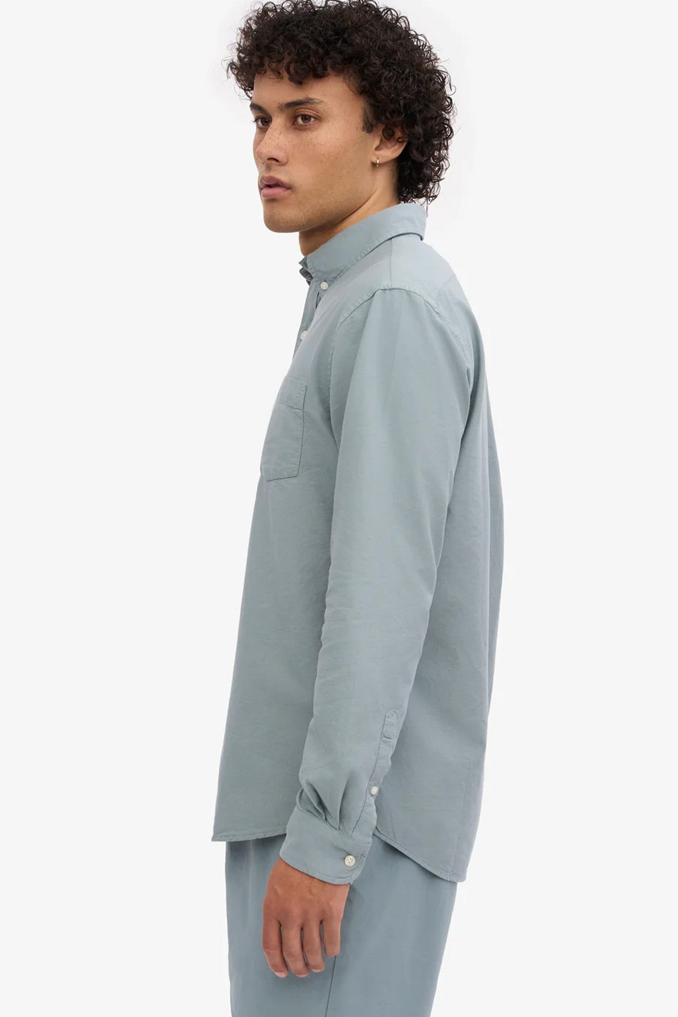 COLORFUL STANDARD - Organic Button Down Shirt - Steel Blue - BACKYARD