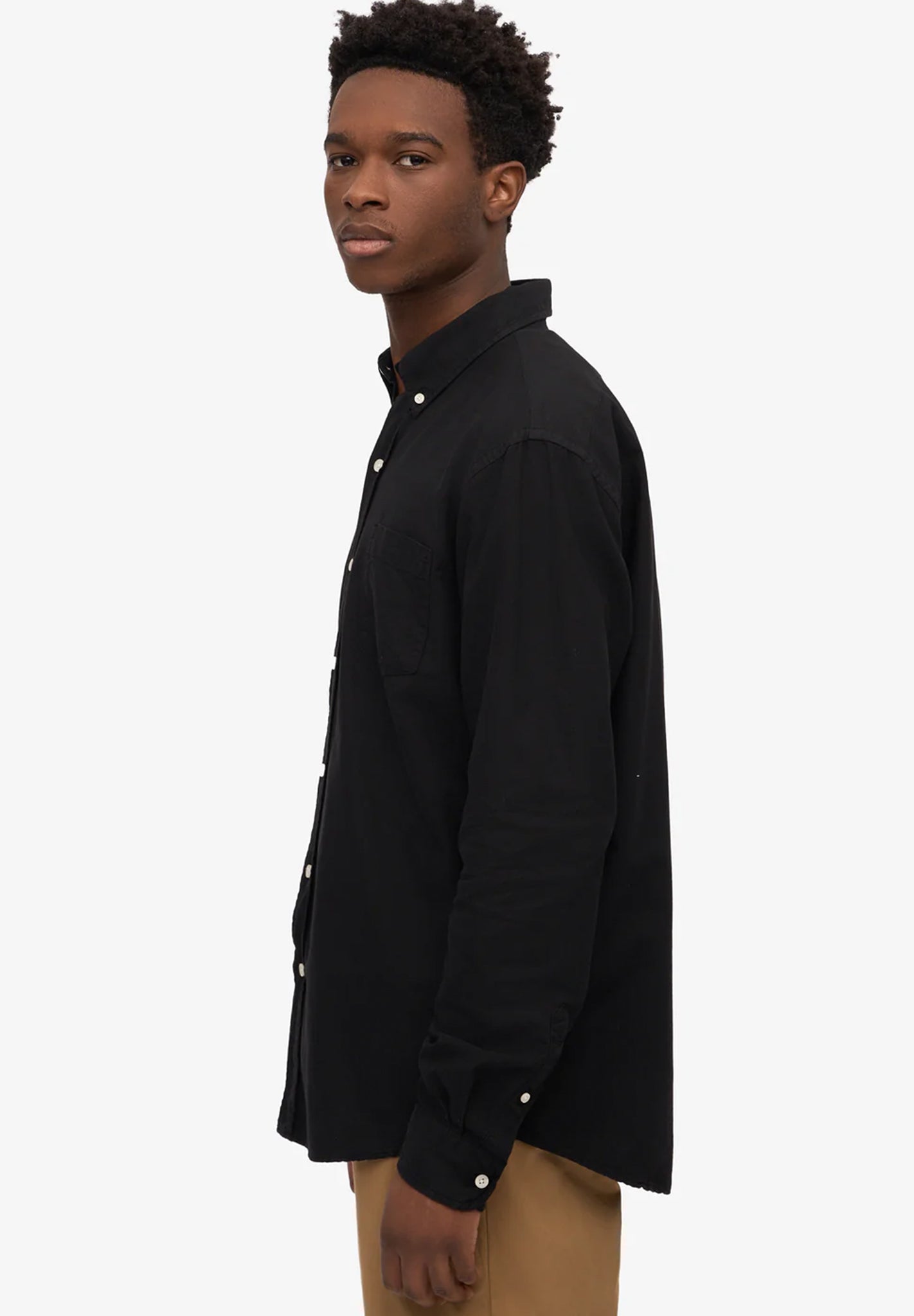 COLORFUL STANDARD - Organic Button Down Shirt - Deep Black - BACKYARD