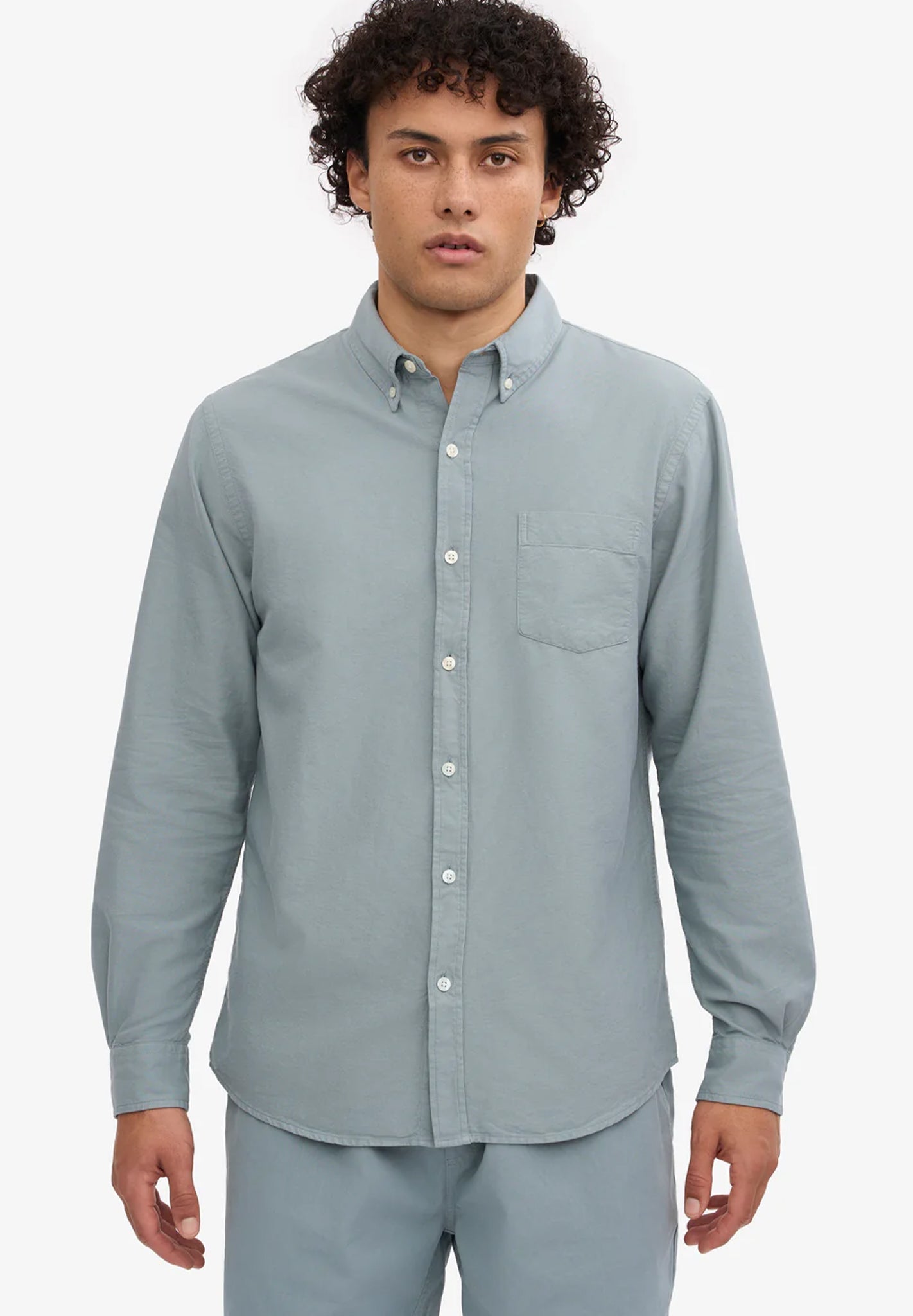 COLORFUL STANDARD - Organic Button Down Shirt - Steel Blue - BACKYARD
