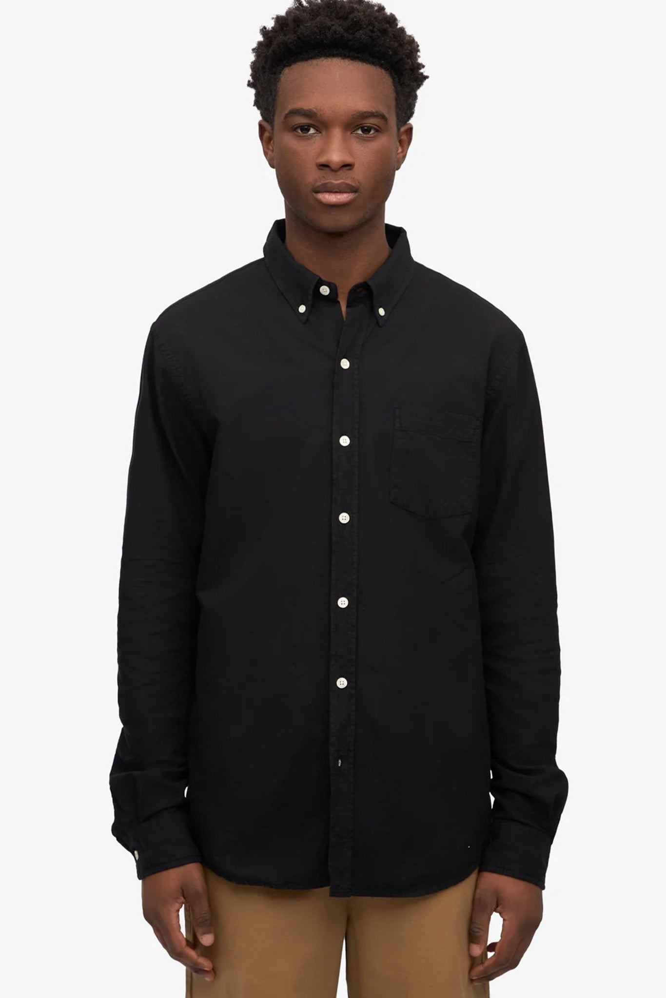 COLORFUL STANDARD - Organic Button Down Shirt - Deep Black - BACKYARD