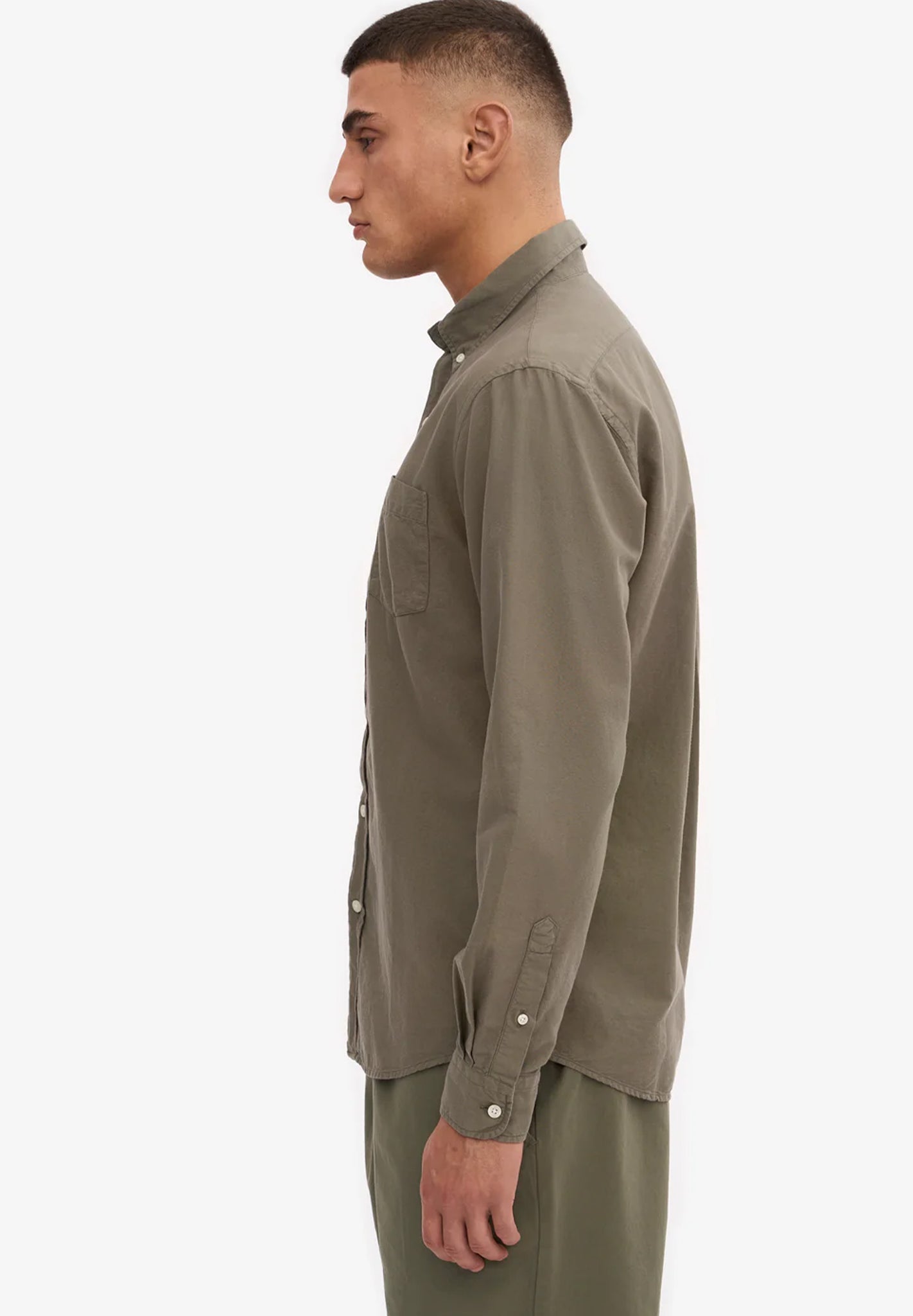 COLORFUL STANDARD - Organic Button Down Shirt - Dusty Olive - BACKYARD