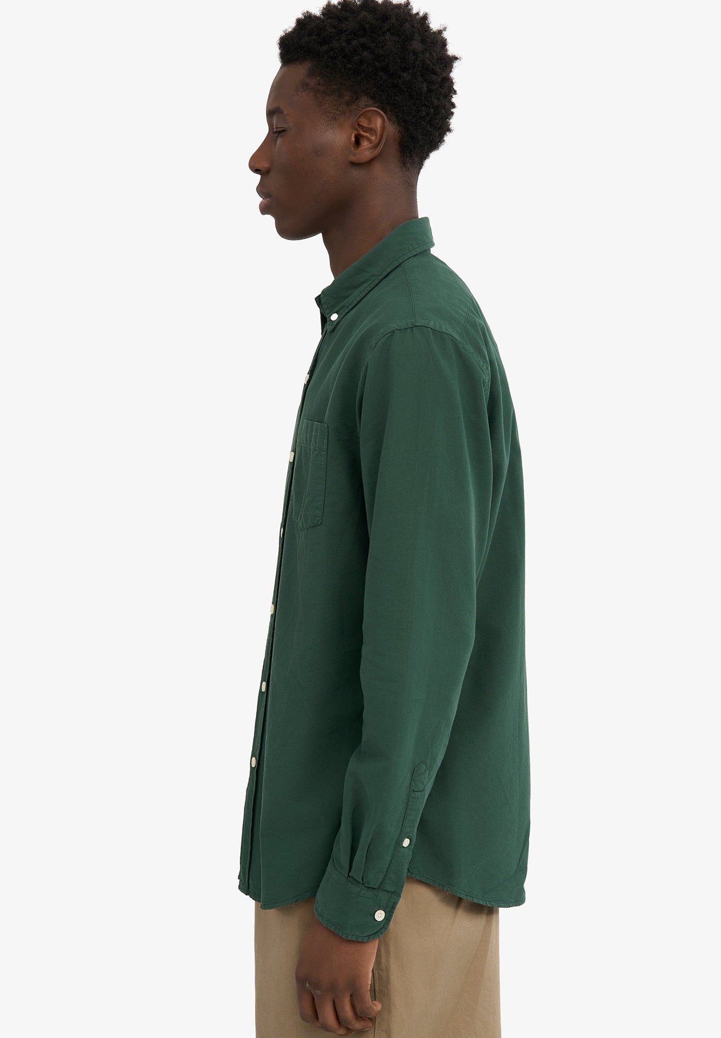 COLORFUL STANDARD - Organic Button Down Shirt - Emerald Green - BACKYARD