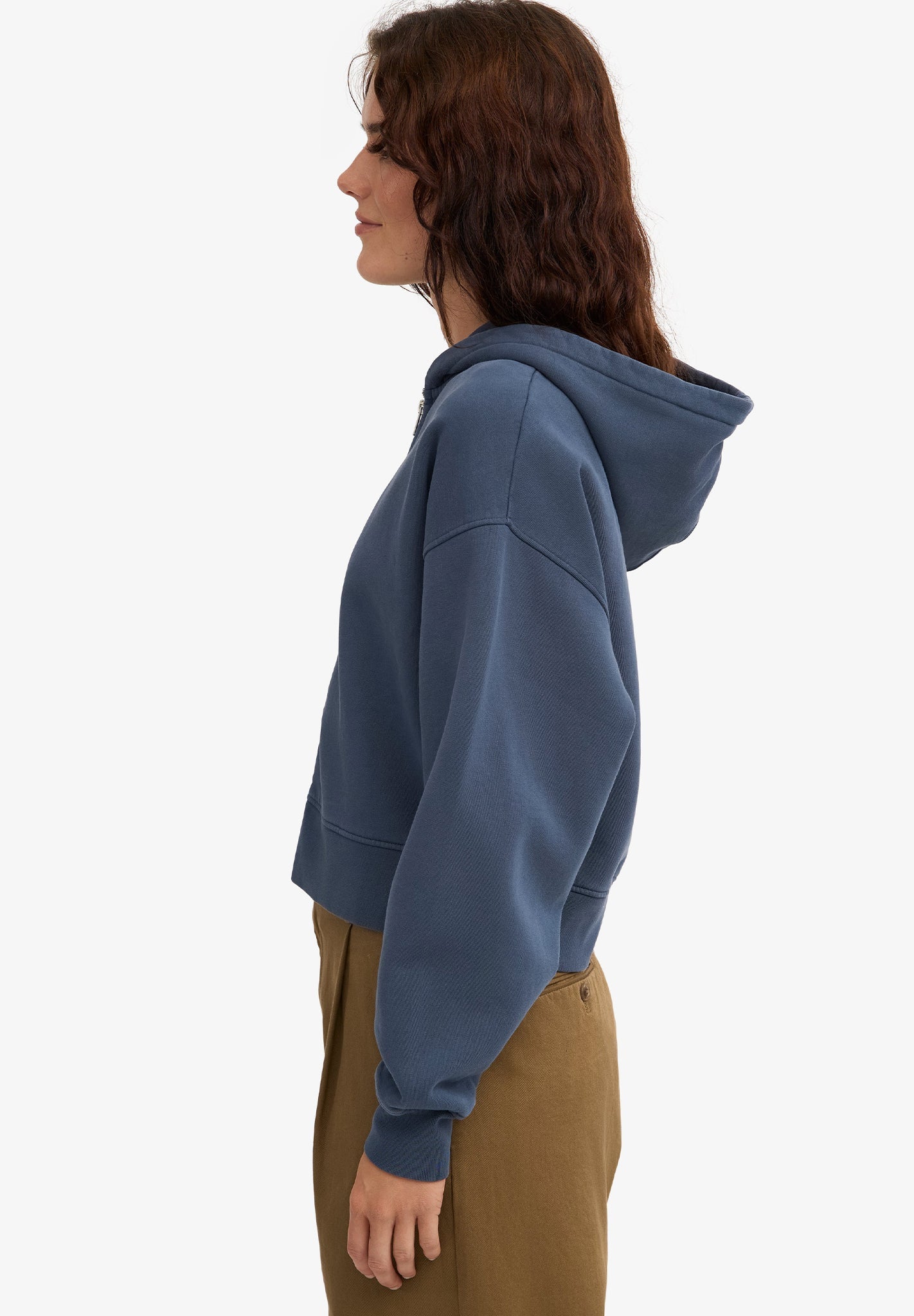 COLORFUL STANDARD - Organic Crop Zip Hood - Petrol Blue - BACKYARD
