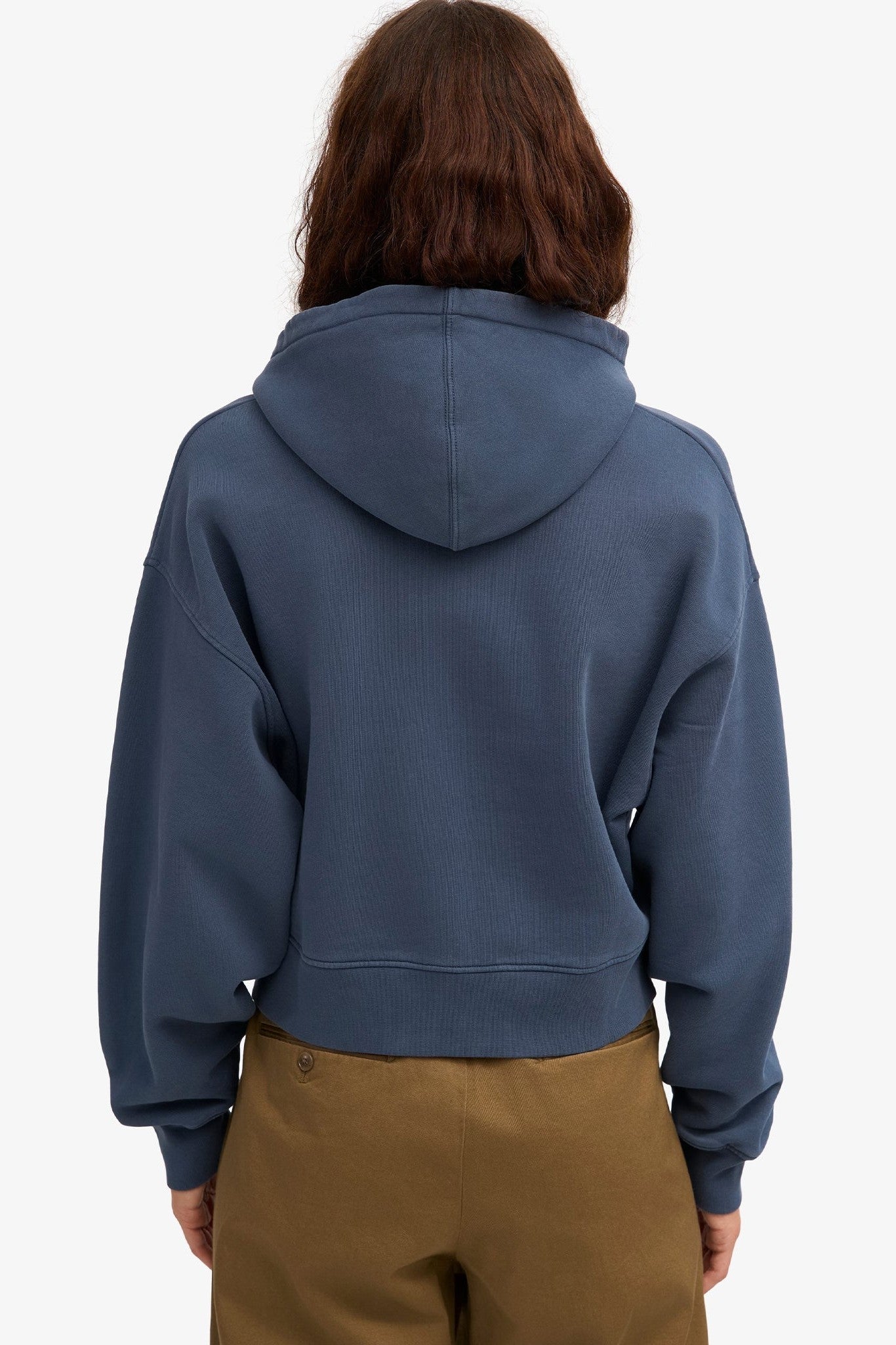 COLORFUL STANDARD - Organic Crop Zip Hood - Petrol Blue - BACKYARD