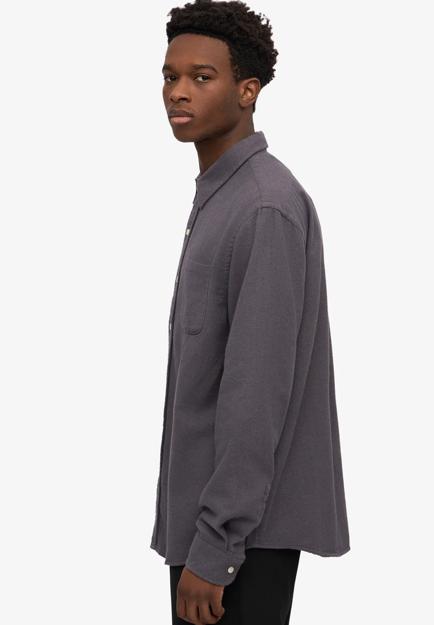 COLORFUL STANDARD - Organic Flannel Shirt - Lava Grey - BACKYARD