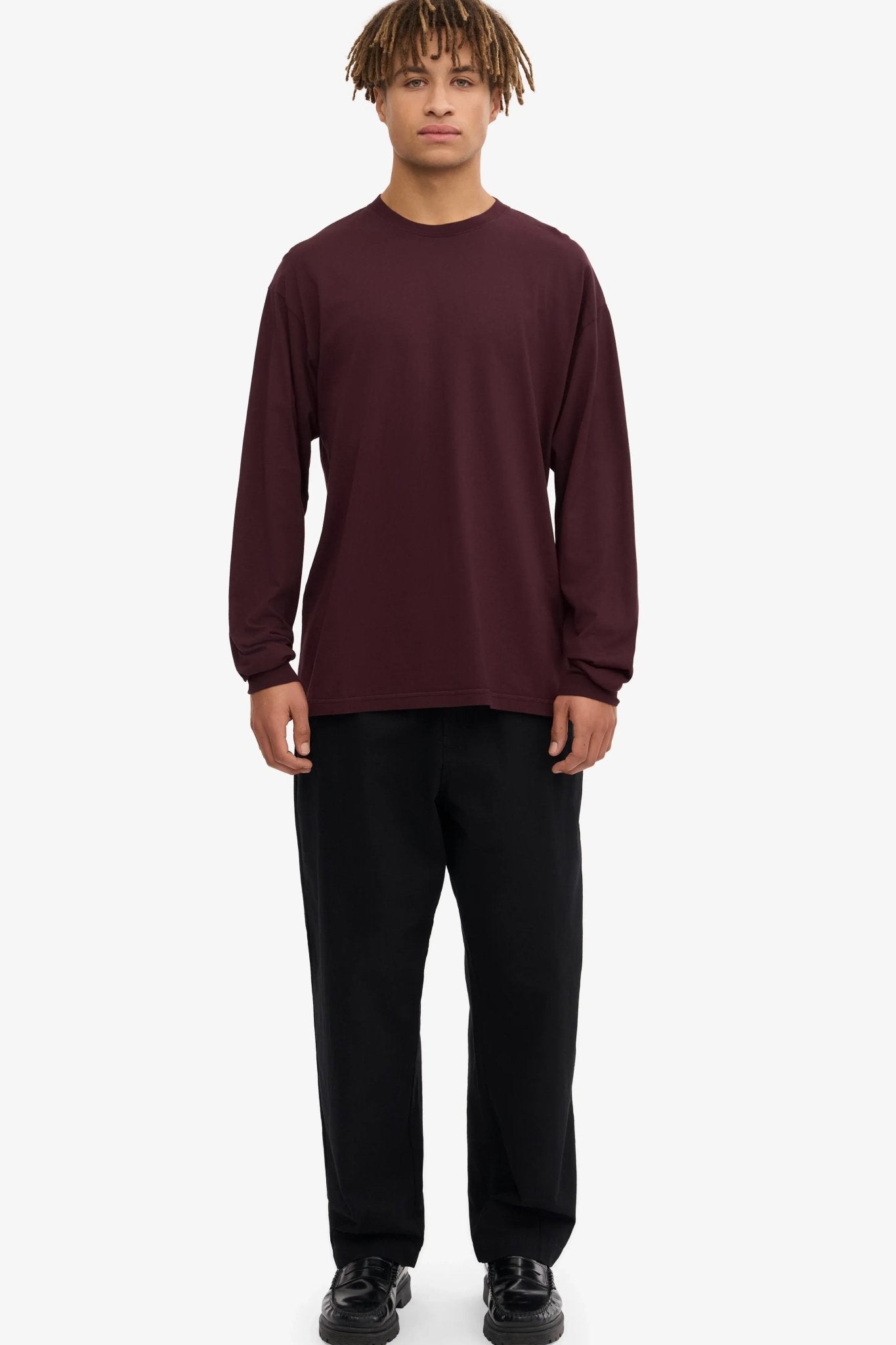 COLORFUL STANDARD - Oversized Organic L/S T-Shirt - Oxblood Red - BACKYARD