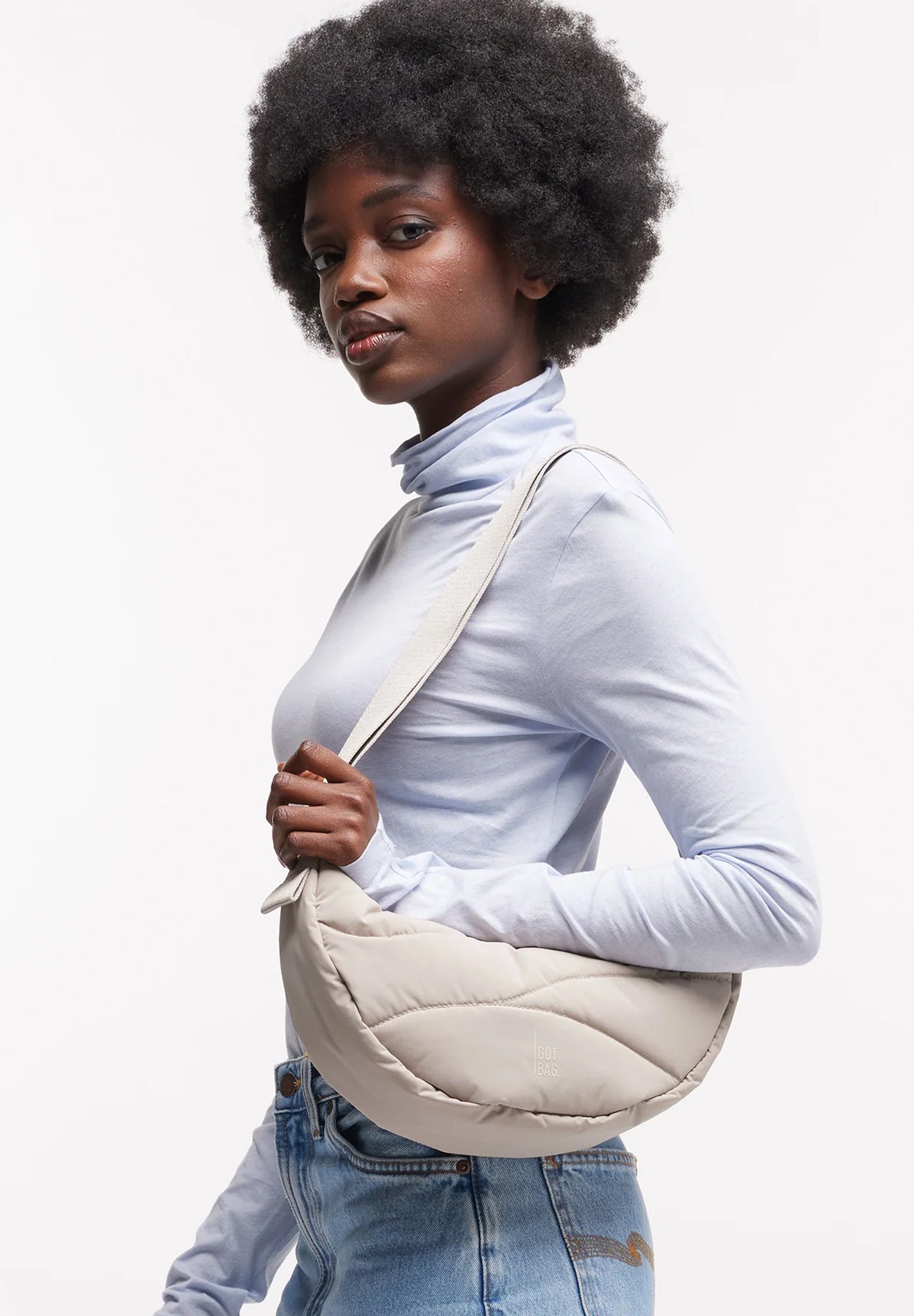 GOT BAG - Wavy Puffer Moon Bag Small - Scallop Monochrome - BACKYARD