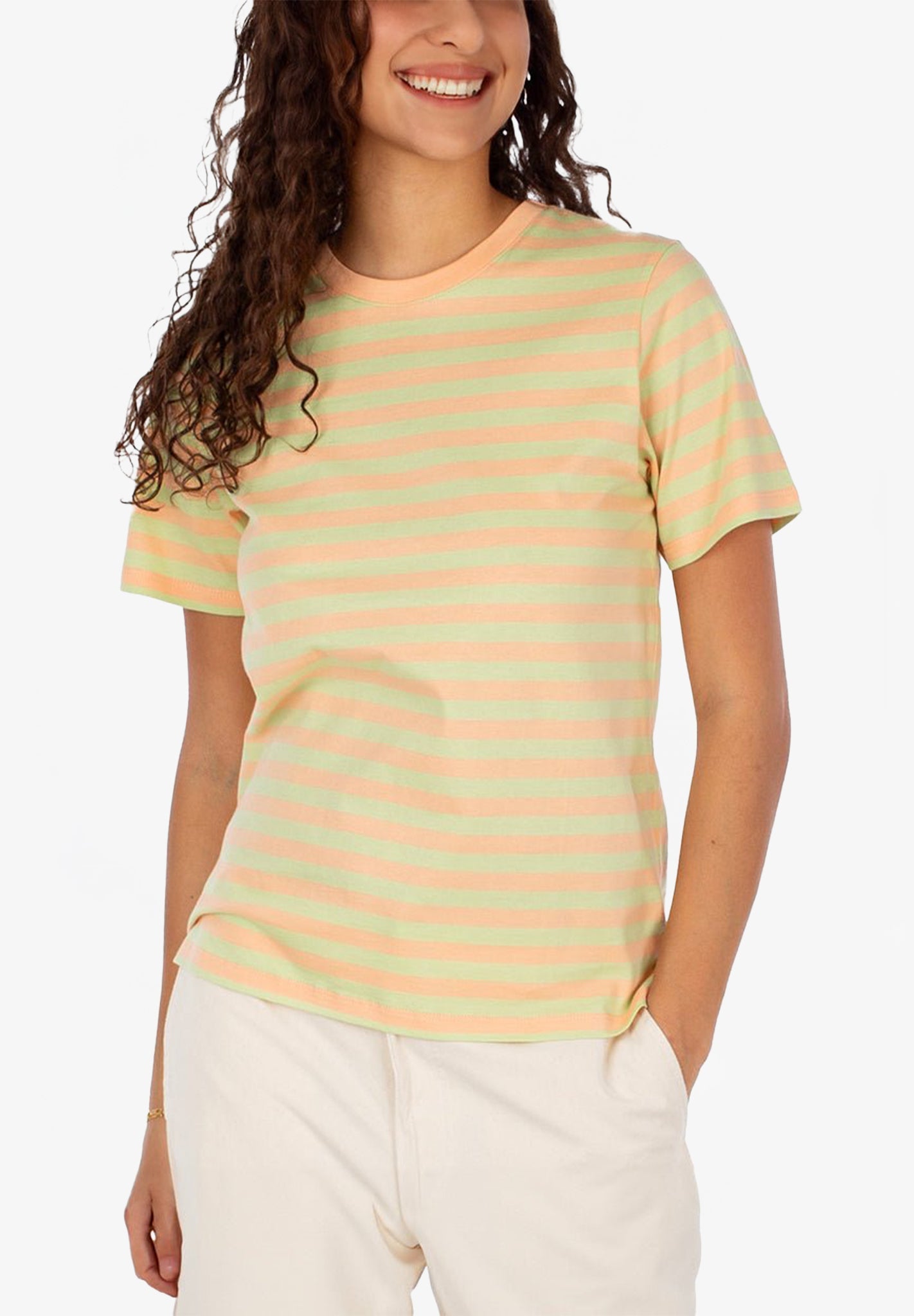 IRIEDAILY - Stripe Basic Tee - Cream Peach - BACKYARD