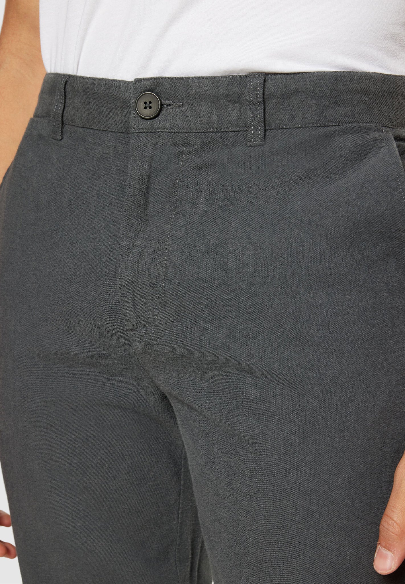 KNOWLEDGE COTTON - Chuck Regular Flannel Chino Pants - Gray Pinstripe - BACKYARD