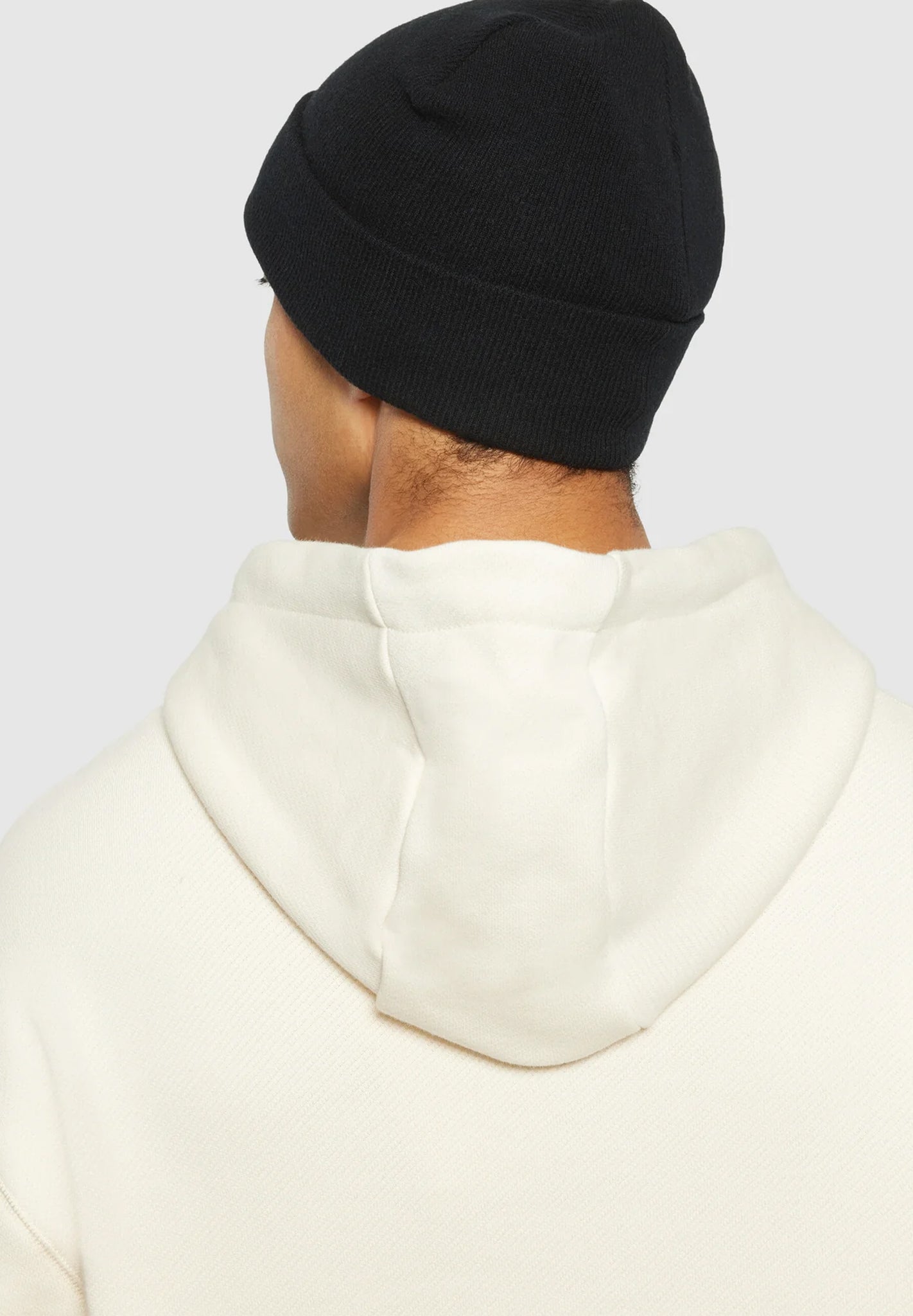 KNOWLEDGE COTTON - Double Layer Rib Wool Beanie - Black Jet - BACKYARD