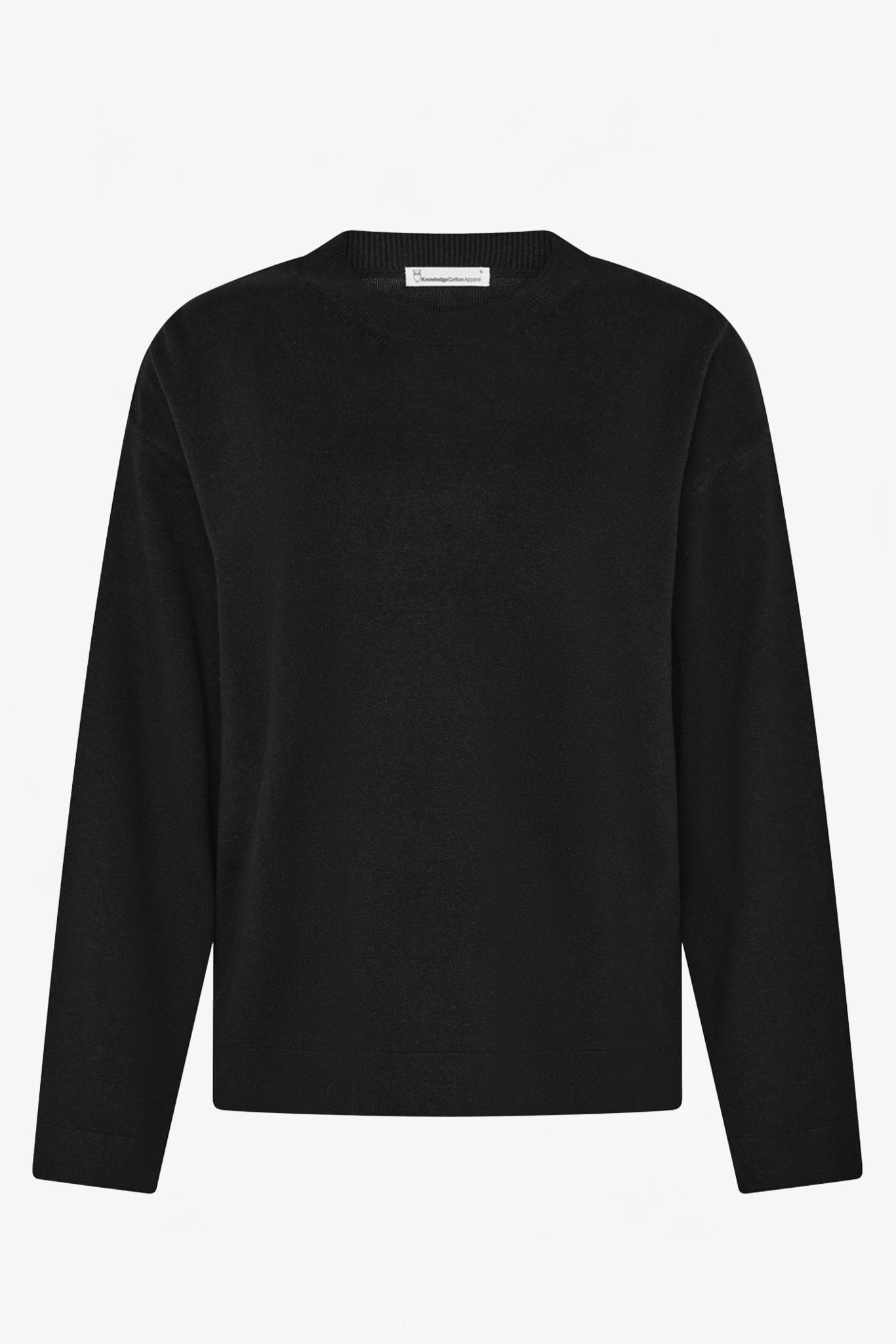 KNOWLEDGE COTTON - Organic Cotton Crew Neck Knit - Black Jet - BACKYARD