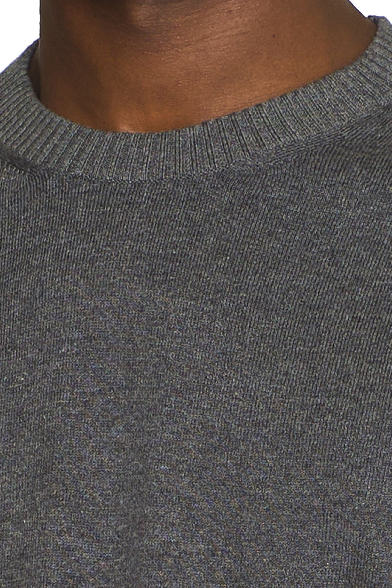 KNOWLEDGE COTTON - Regular Merino Knit Crew Neck - Dark Grey Melange - BACKYARD