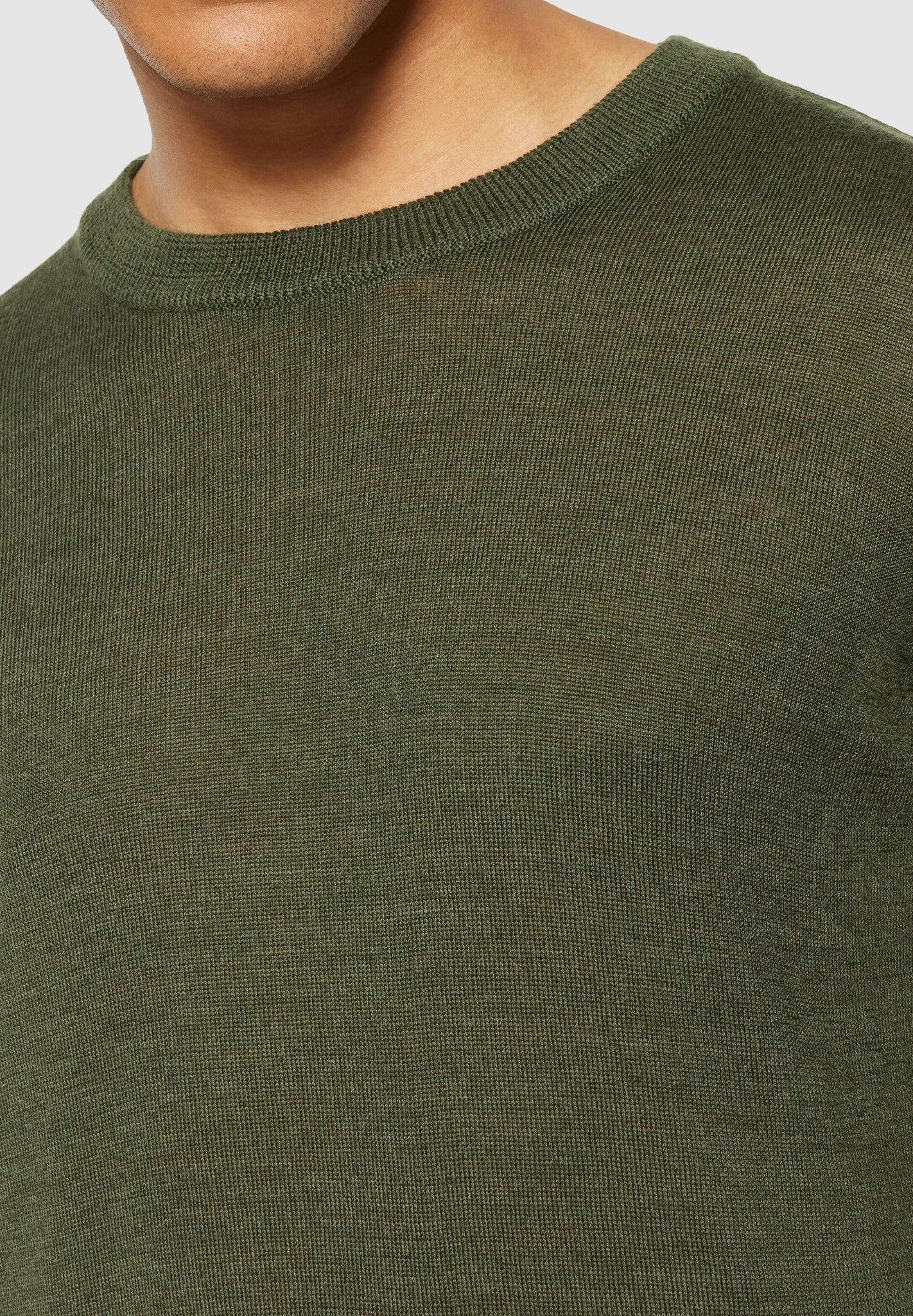 KNOWLEDGE COTTON - Regular Merino Knit Crew Neck - Forest Night - BACKYARD