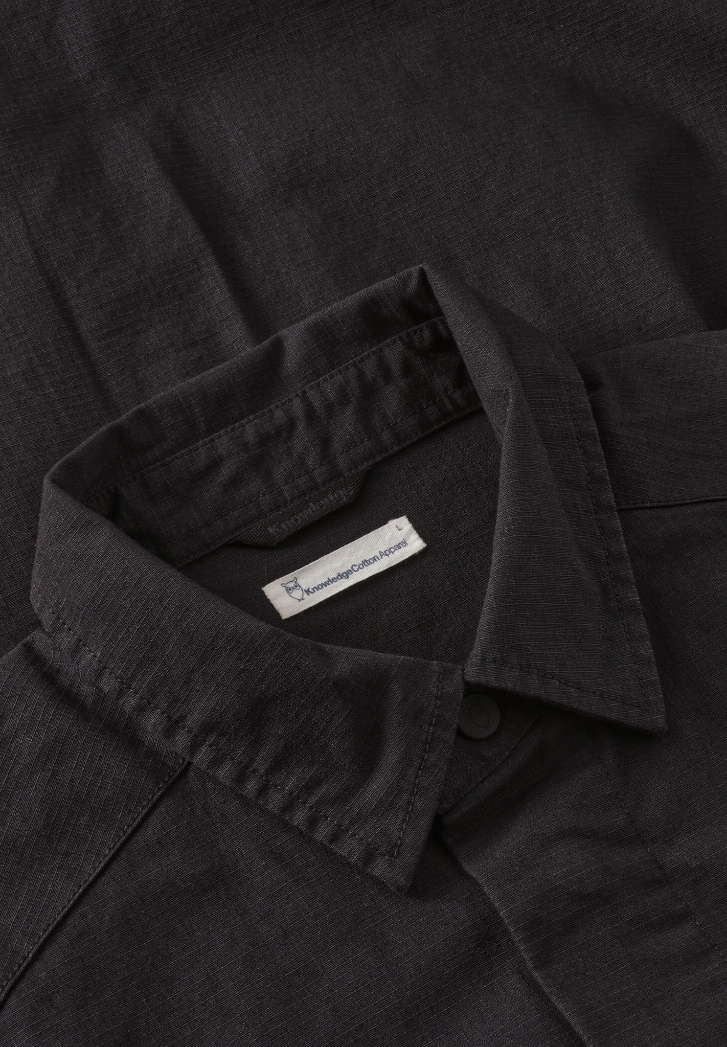 KNOWLEDGE COTTON - Ribstop Overshirt - Black Jet - BACKYARD