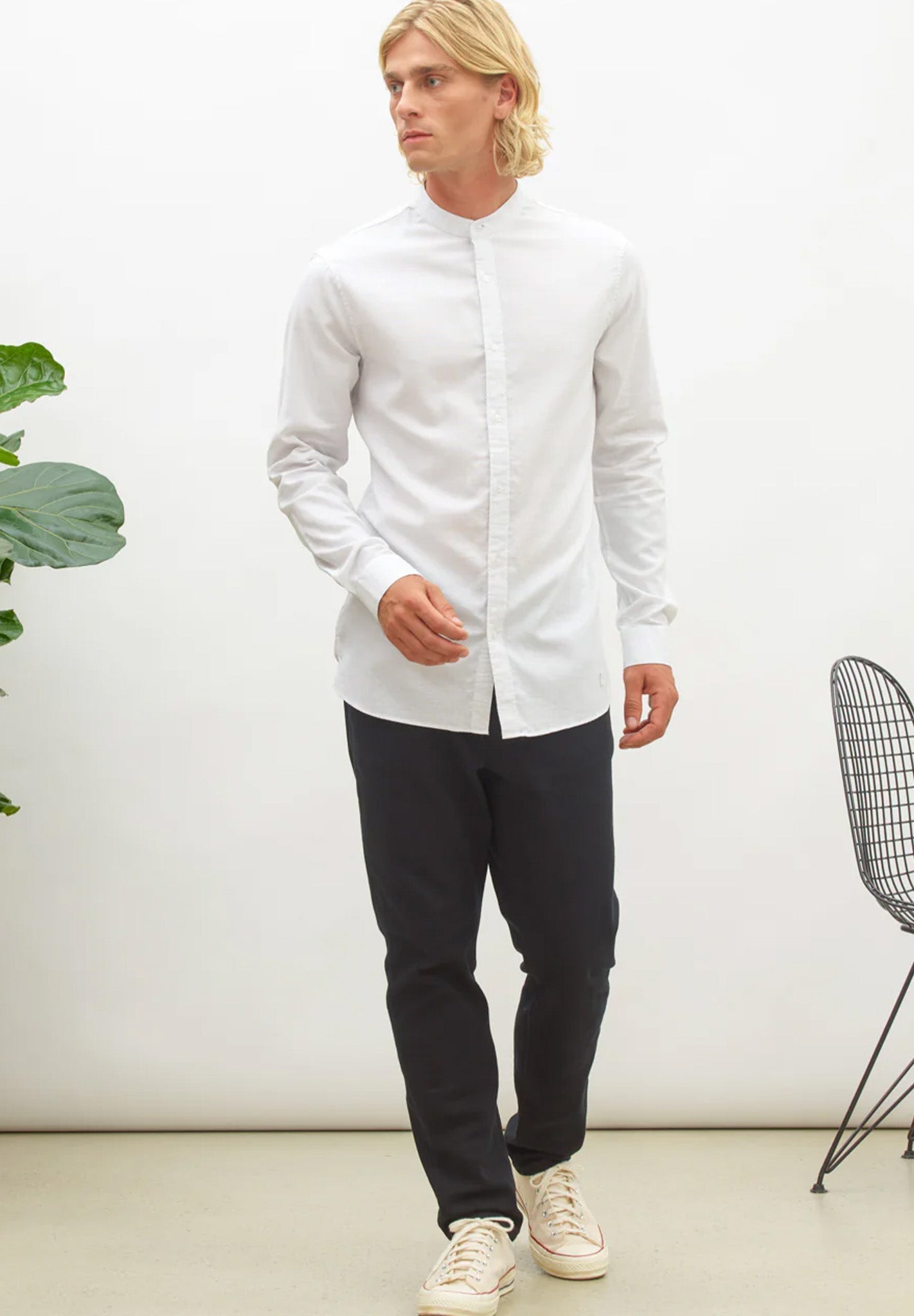 NOWADAYS - Oxford Melange Shirt - Bright White - BACKYARD