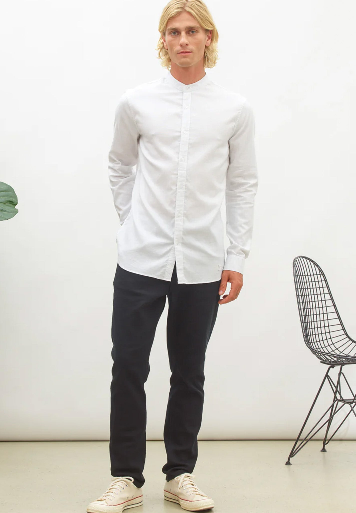 NOWADAYS - Oxford Melange Shirt - Bright White - BACKYARD