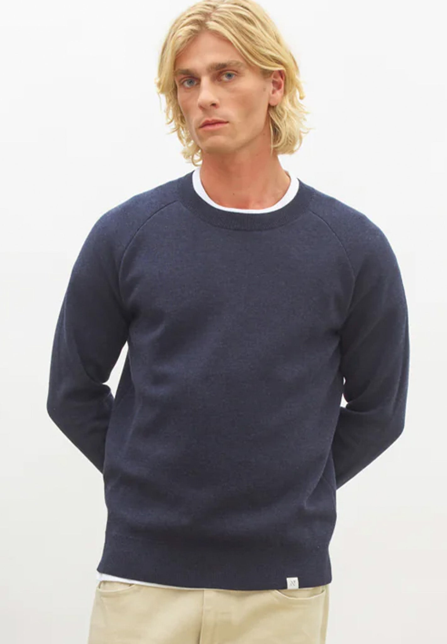 NOWADAYS - Signature Raglan Mouline Sweater - Sky Captain - BACKYARD