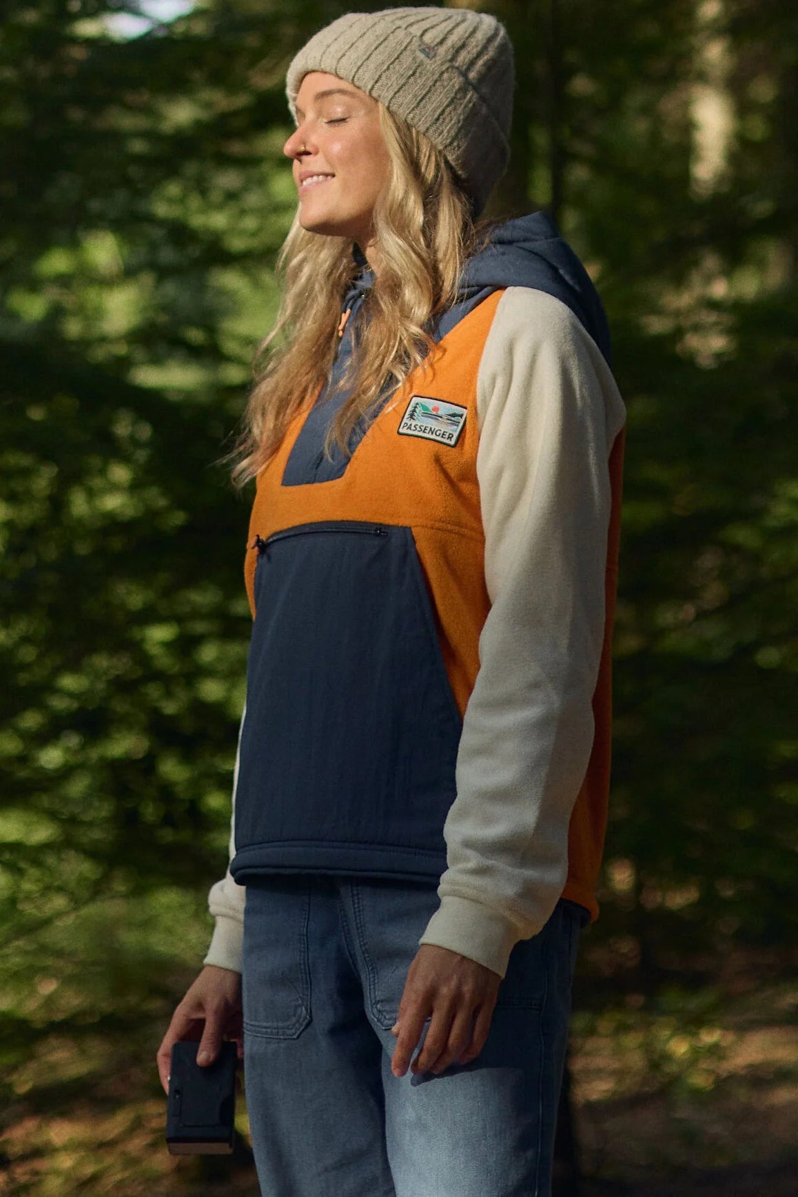 PASSENGER - Alexander 3.0 Recycled Hooded Polar Fleece - Sunrise Orange - BACKYARD