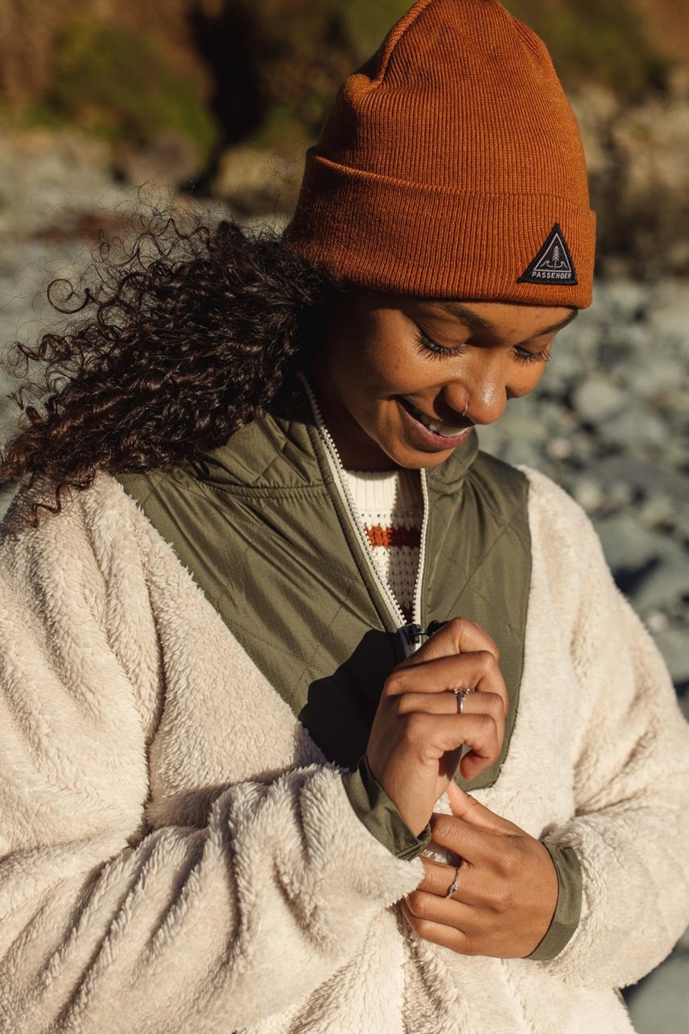 PASSENGER - Beaumont Recycled Sherpa Hooded Fleece - Vintage White - BACKYARD