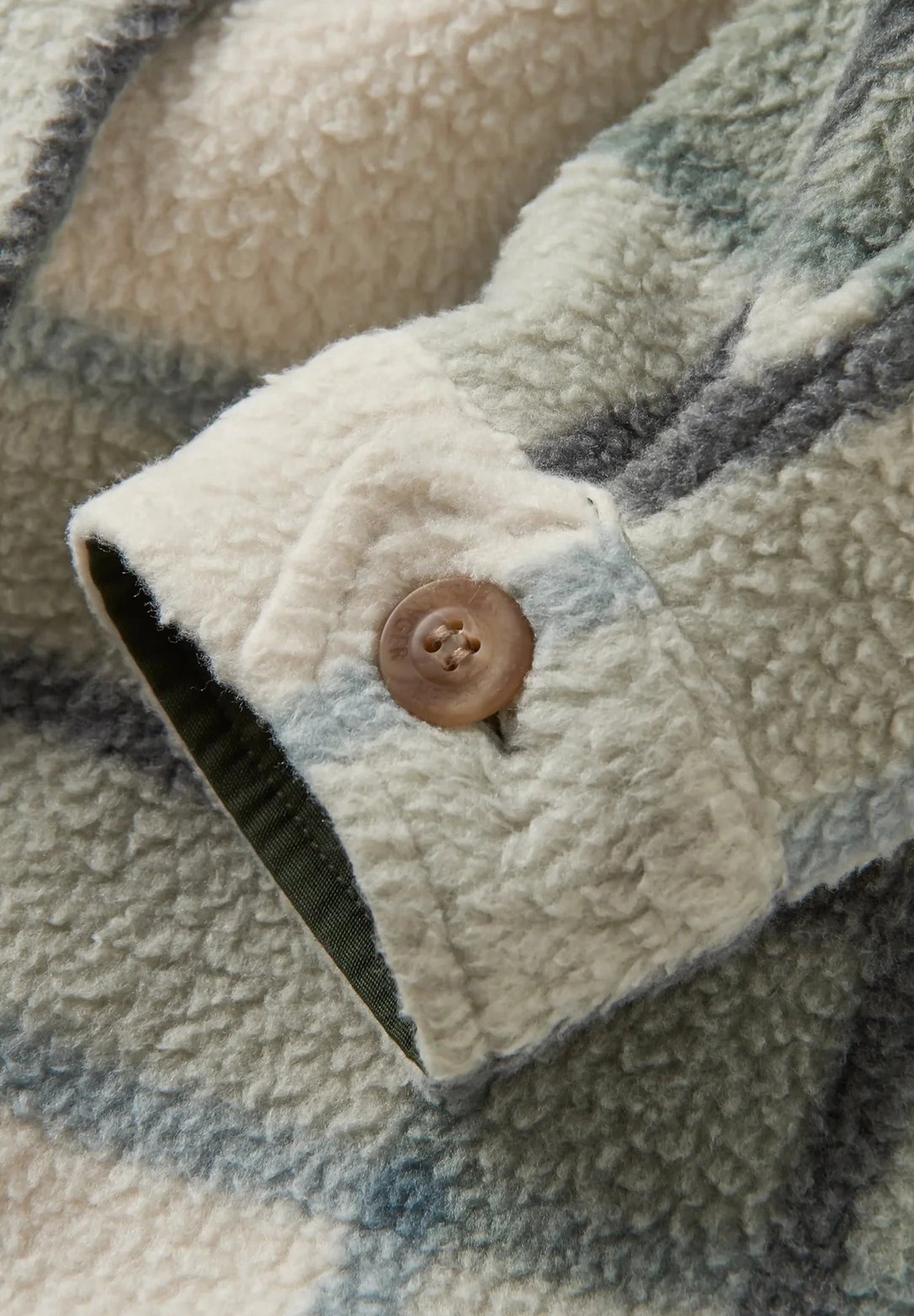 PASSENGER - Cloudy 2.0 Recycled Sherpa Fleece Shirt - Pistachio Check - BACKYARD