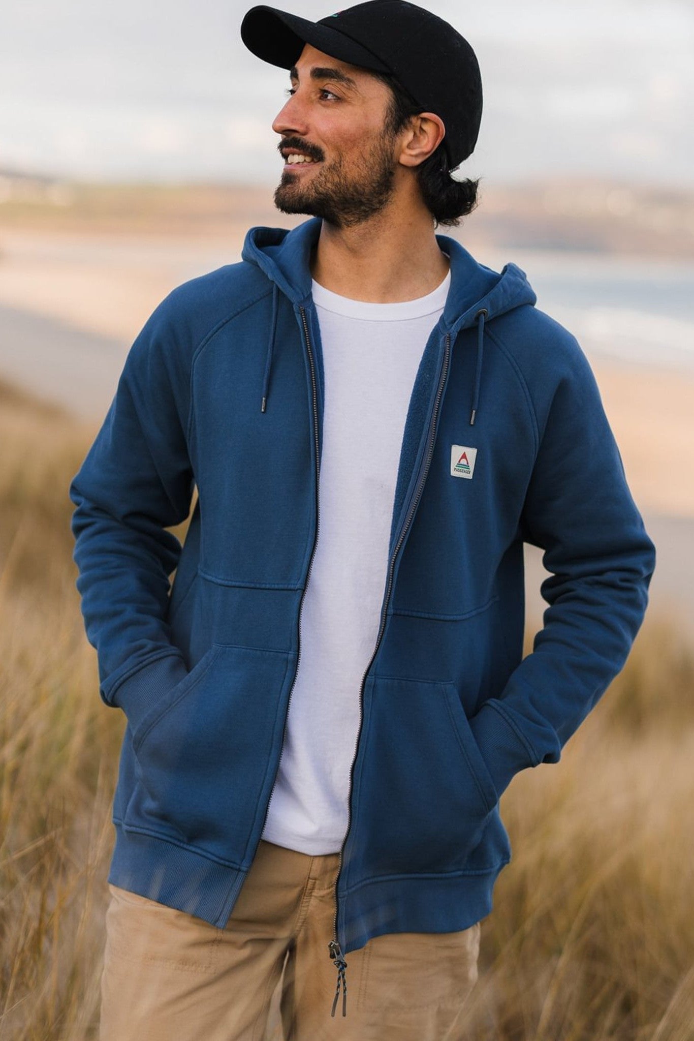 PASSENGER - Heritage Full Zip Recycled Cotton Hoodie - Dark Denim - BACKYARD