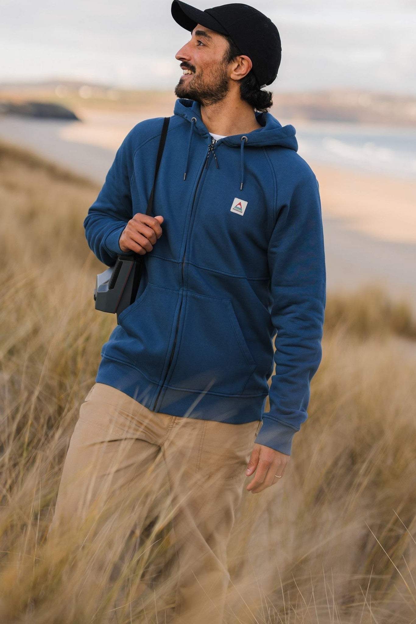 PASSENGER - Heritage Full Zip Recycled Cotton Hoodie - Dark Denim - BACKYARD