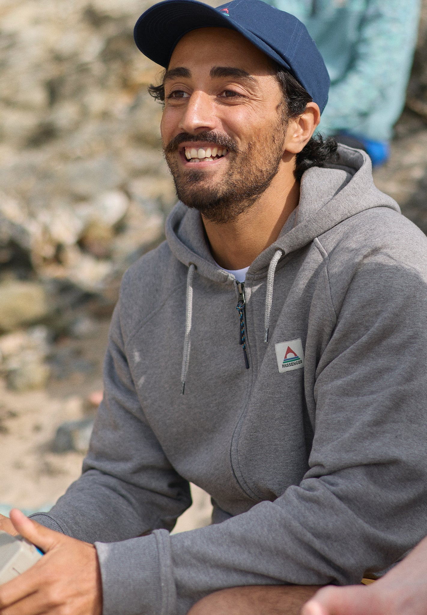 PASSENGER - Heritage Full Zip Recycled Cotton Hoodie - Dark Grey Marl - BACKYARD