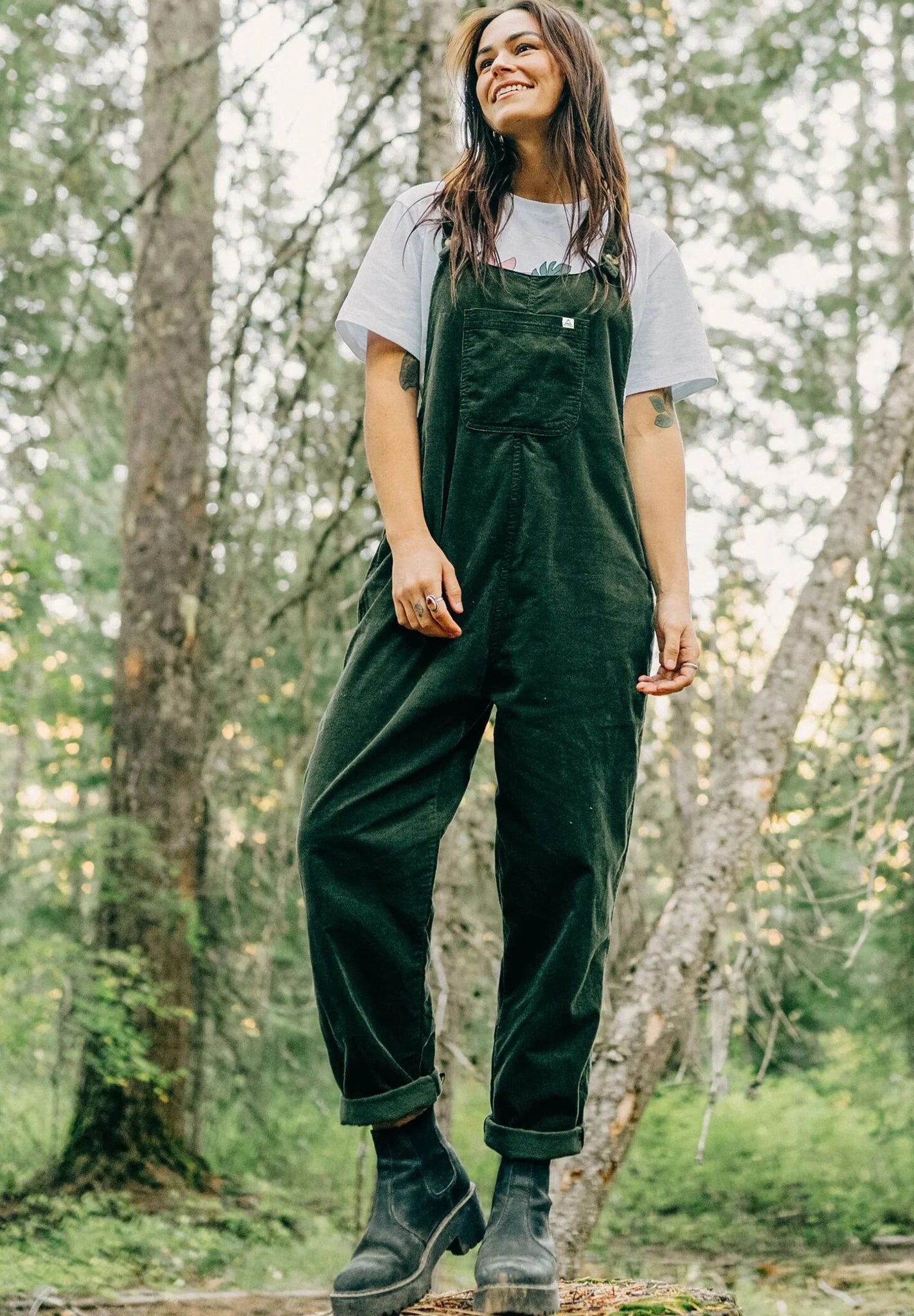 PASSENGER - Meadows 2.0 Organic Cotton Corduroy Dungarees - Fir Tree - BACKYARD